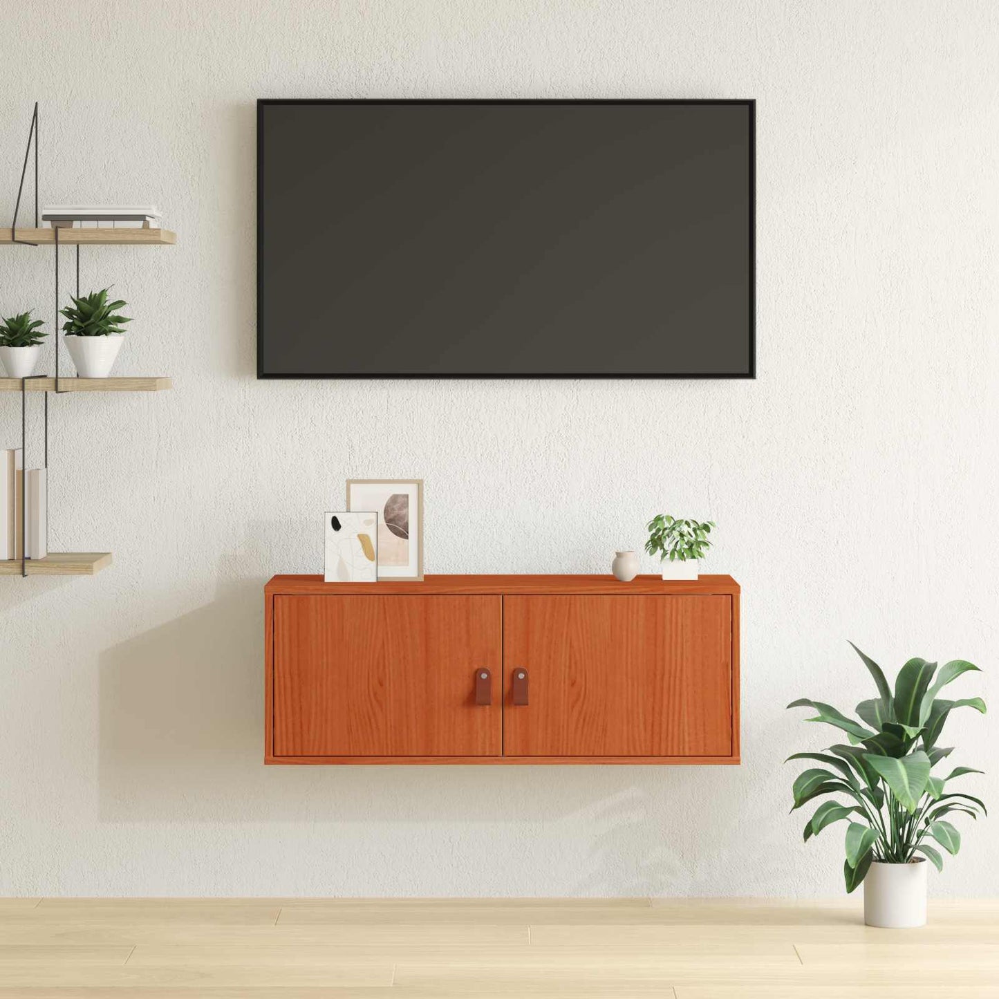 Wall Cabinet Wax Brown 80 x 30 x 30 cm Solid Pine Wood
