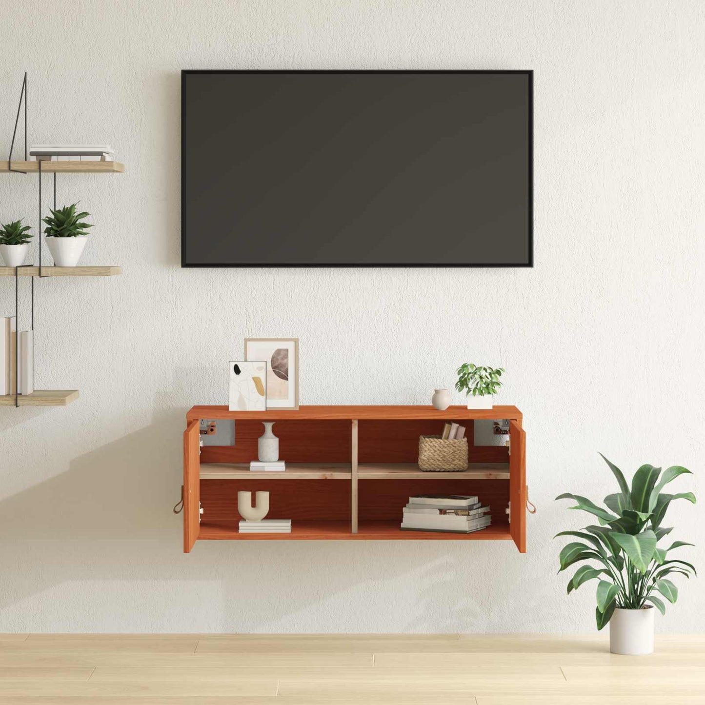 Wall Cabinet Wax Brown 80 x 30 x 30 cm Solid Pine Wood
