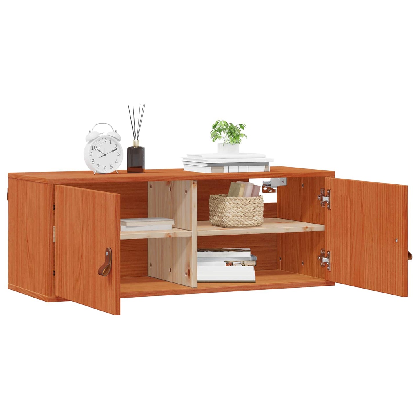 Wall Cabinet Wax Brown 80 x 30 x 30 cm Solid Pine Wood