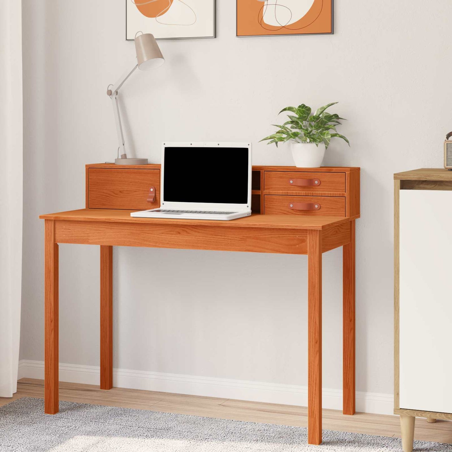 Desk with Drawer Wax Brown 110 x 50 x 93 cm Soild Pine Wood