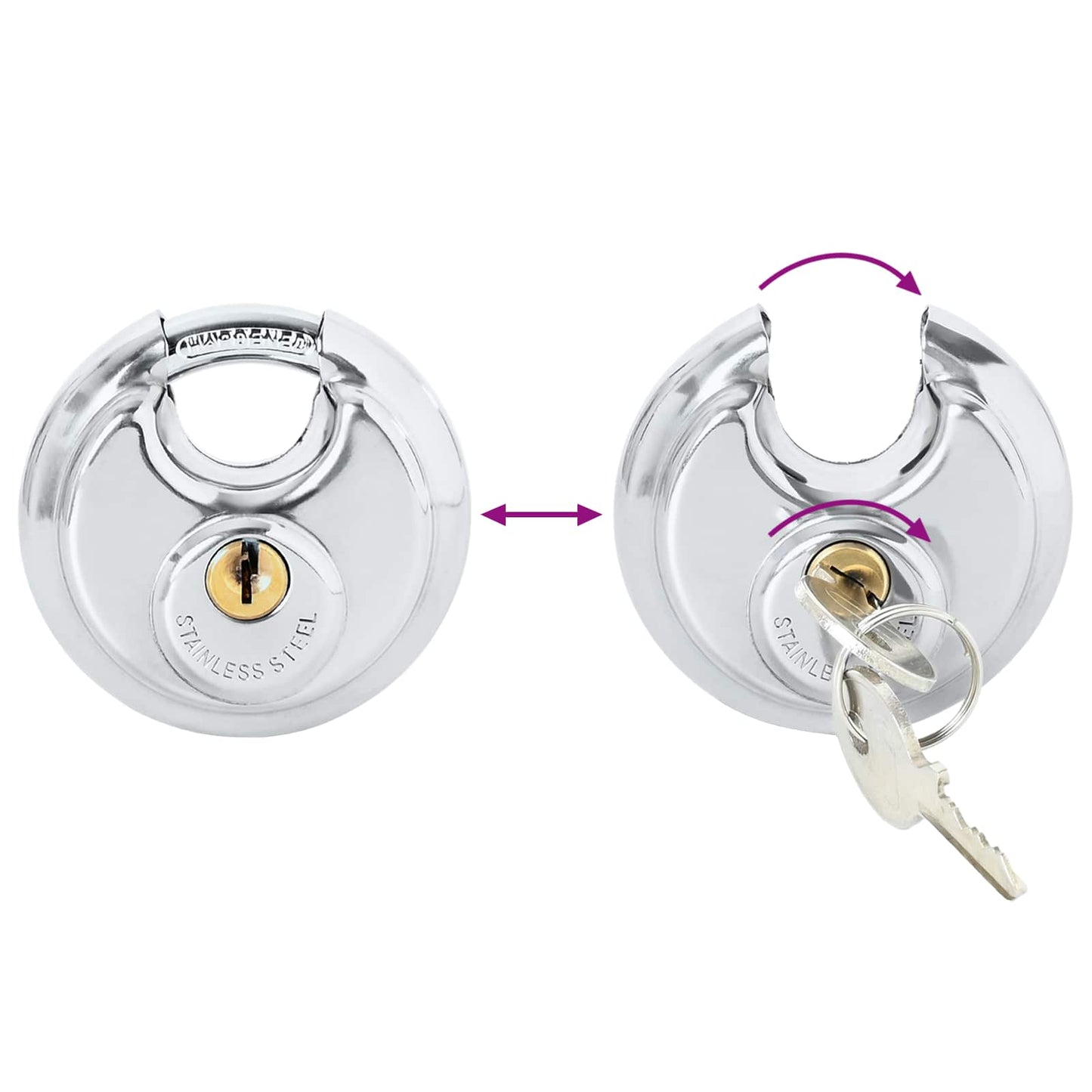 Discus Locks with Keys 12 pcs Silver 6 x 2.3 x 6 cm