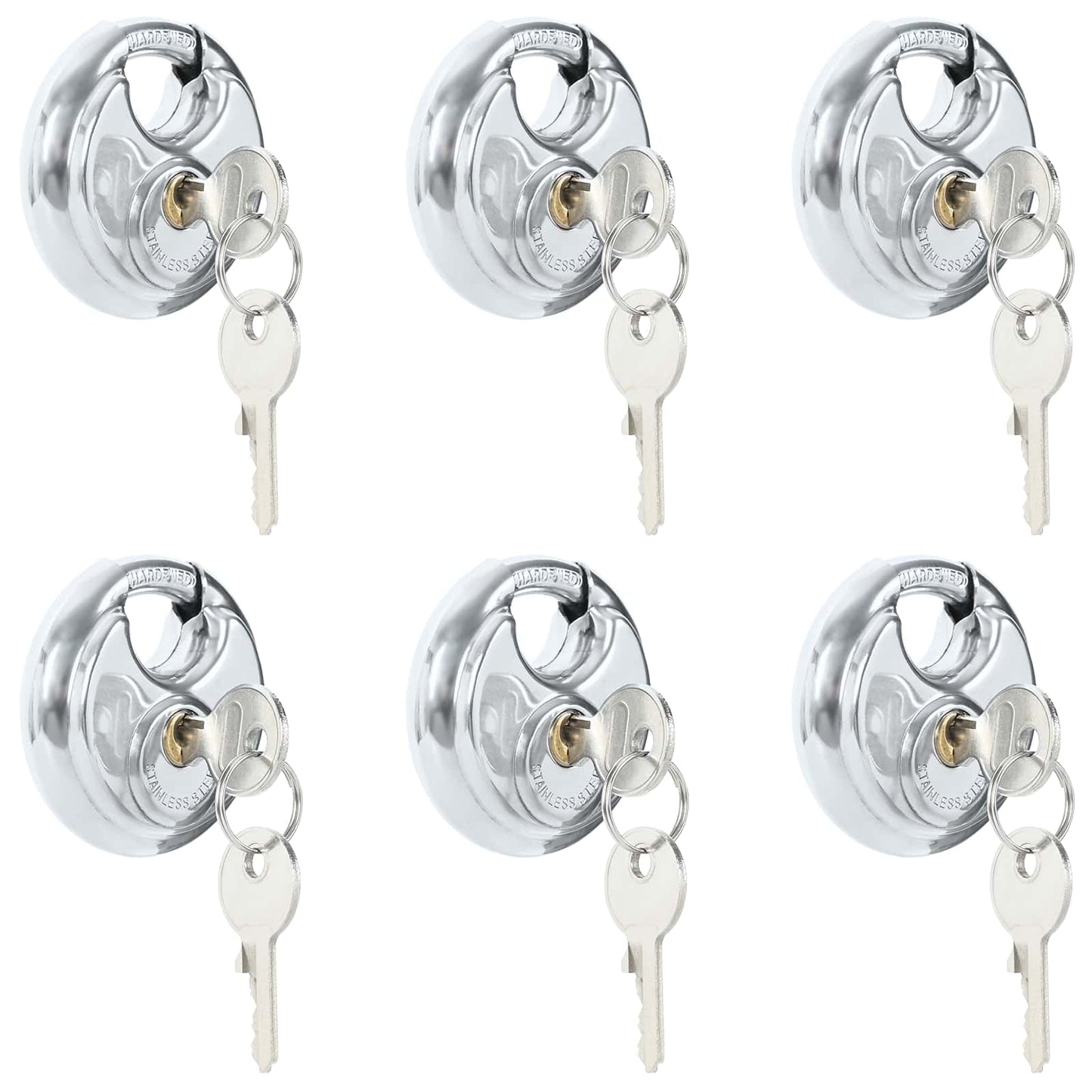 Discus Locks with Keys 6 pcs Silver 7 x 2.4 x 7 cm