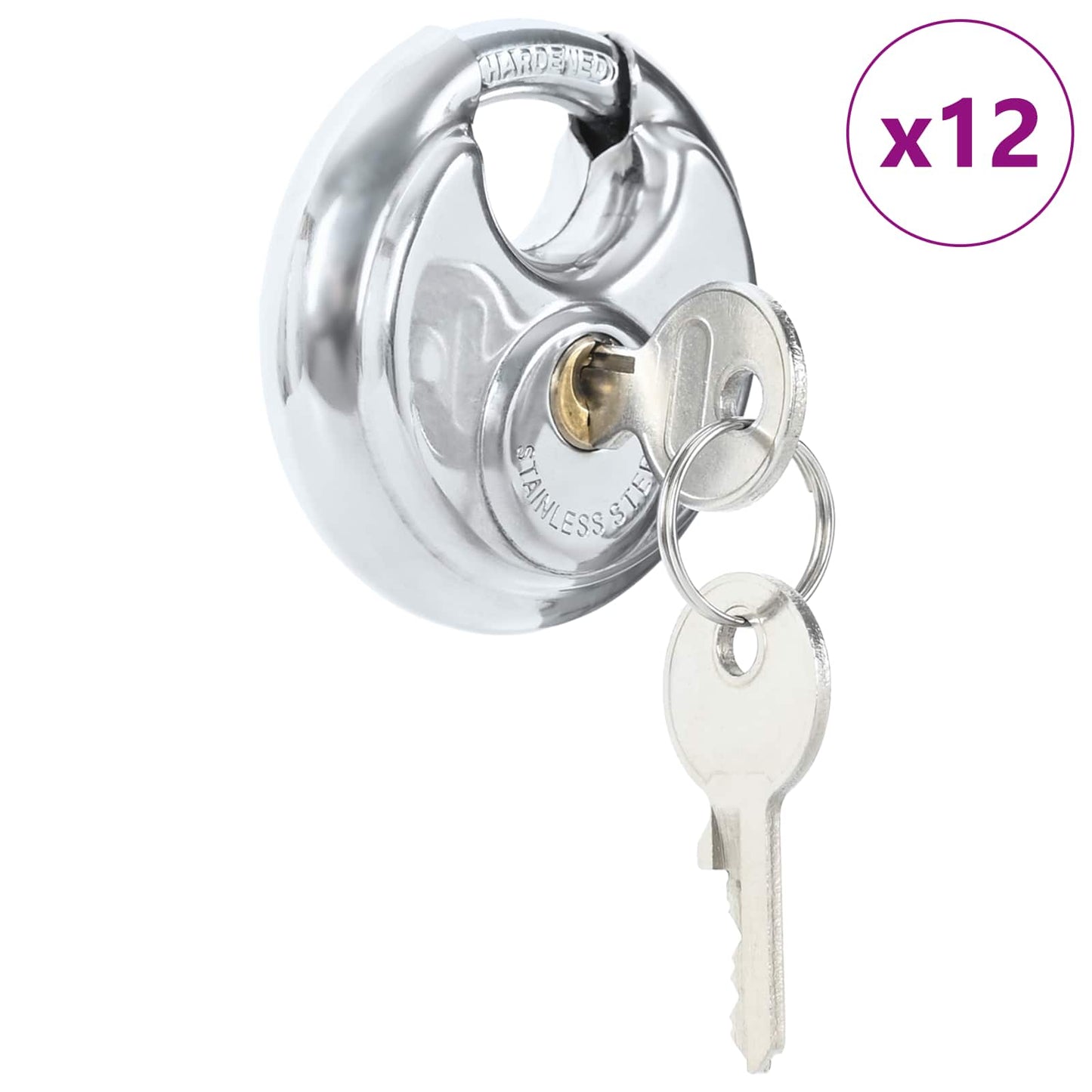 Discus Locks with Keys 12 pcs Silver 7 x 2.4 x 7 cm