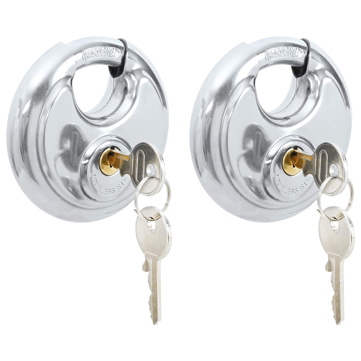Discus Locks with Keys 2 pcs Silver 8 x 2.8 x 8 cm
