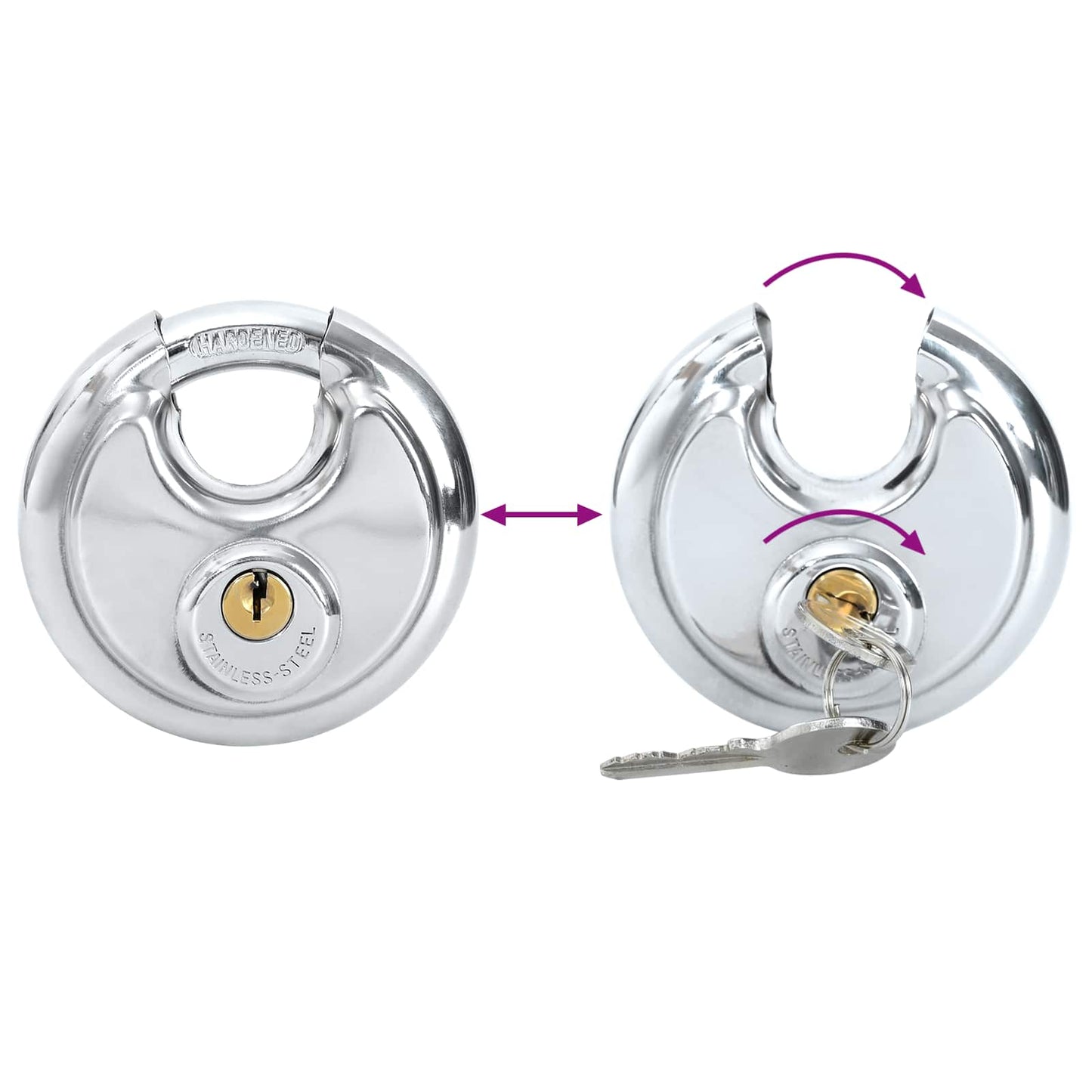 Discus Locks with Keys 2 pcs Silver 8 x 2.8 x 8 cm