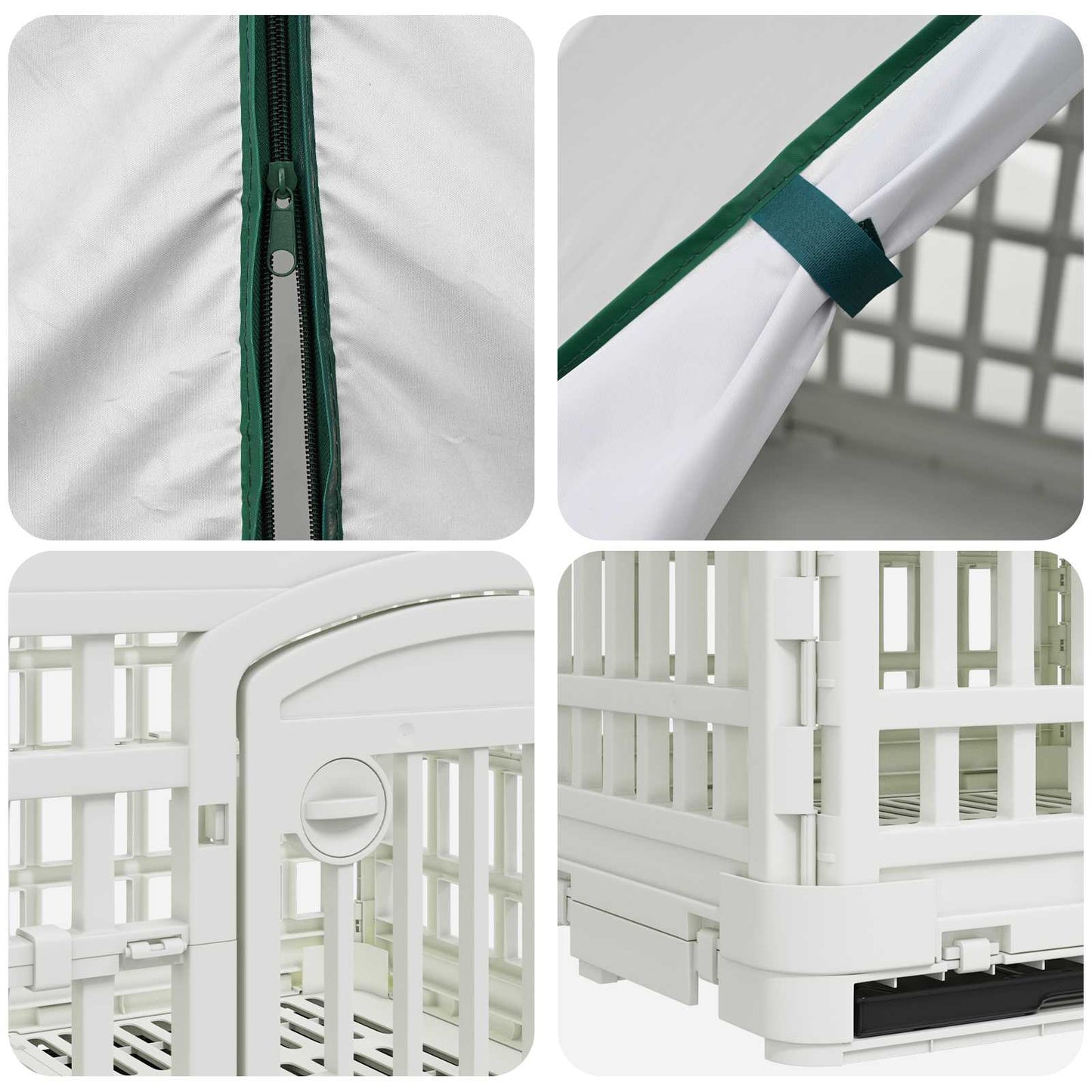 4 Panel Dog Playpen with Roof 122 x 106.5 x 82 cm Plastic White