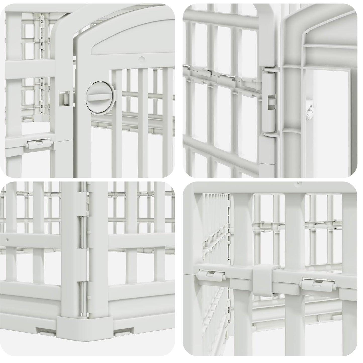 6 Panel Dog Playpen 122 x 106.5 x 40 cm Plastic White Foldable