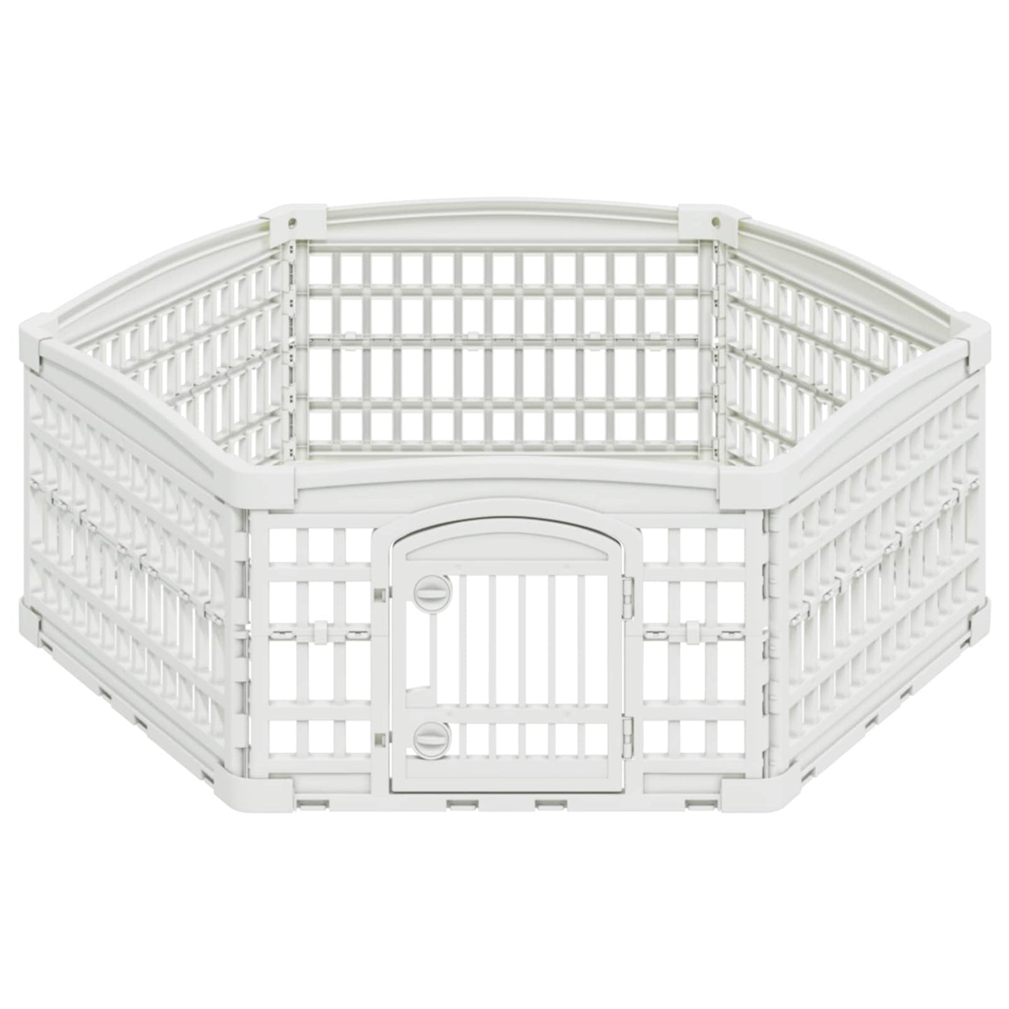 6 Panel Dog Playpen 122 x 106.5 x 40 cm Plastic White Foldable