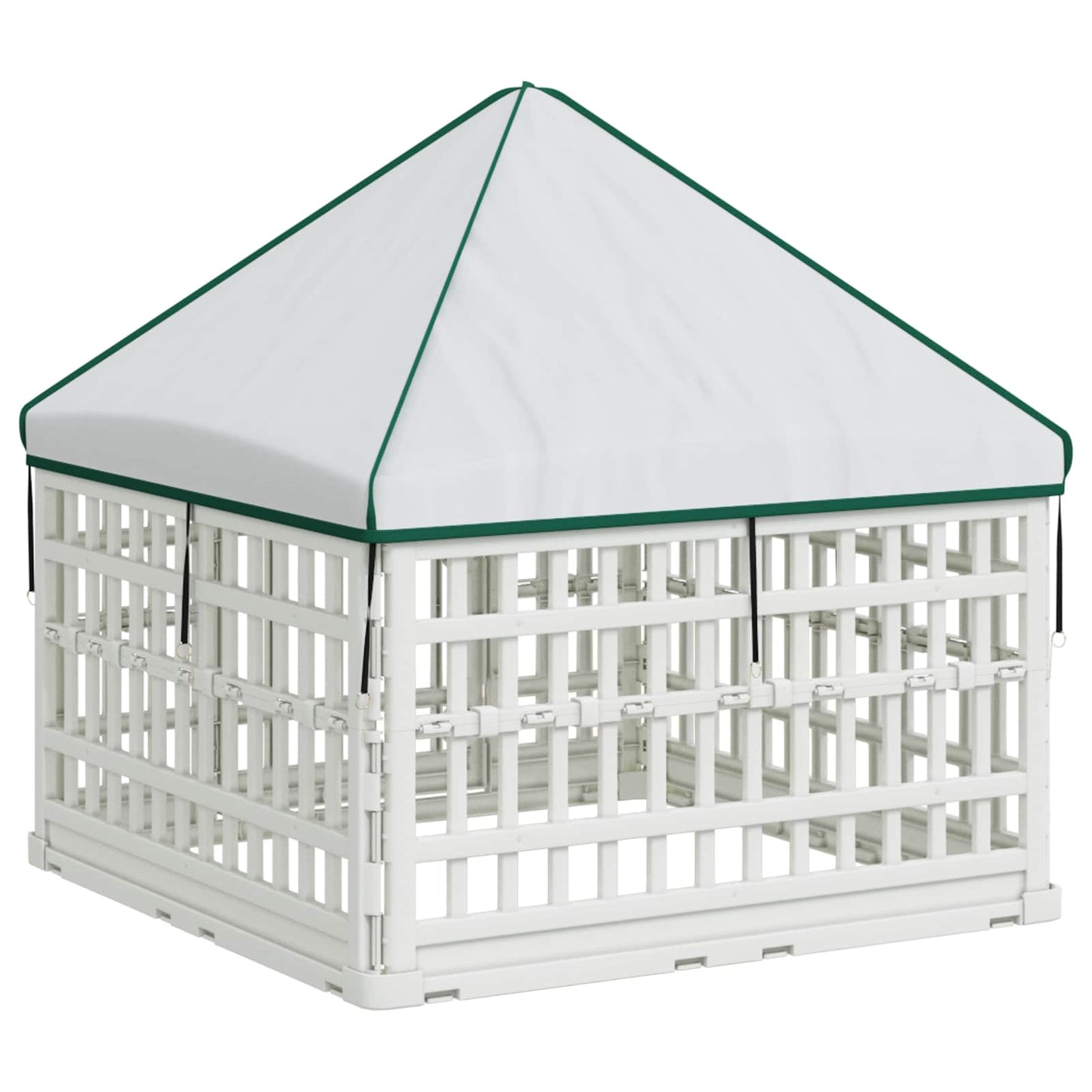 4 Panel Dog Playpen with Roof 88 x 88 x 112 cm Plastic White
