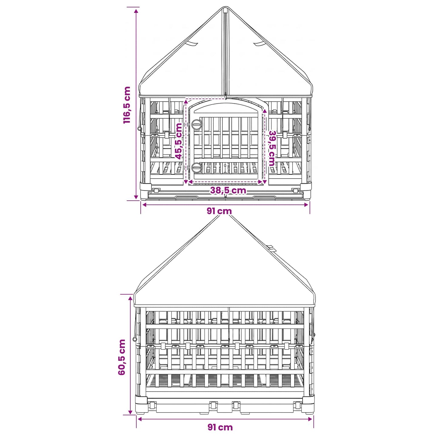 4 Panel Dog Playpen with Roof 177.5 x 154.5 x 112 cm Plastic