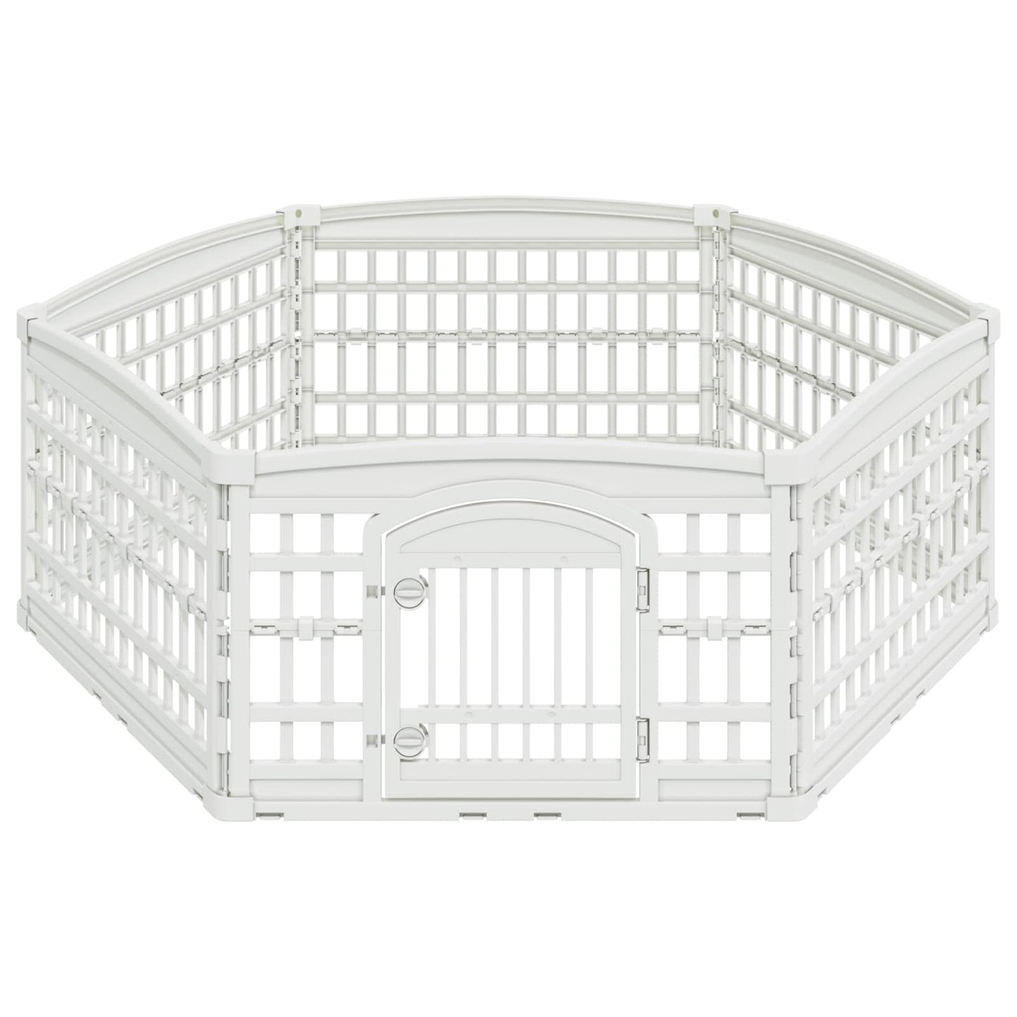 6 Panel Dog Playpen 177.5 x 154.5 x 58 cm Plastic White