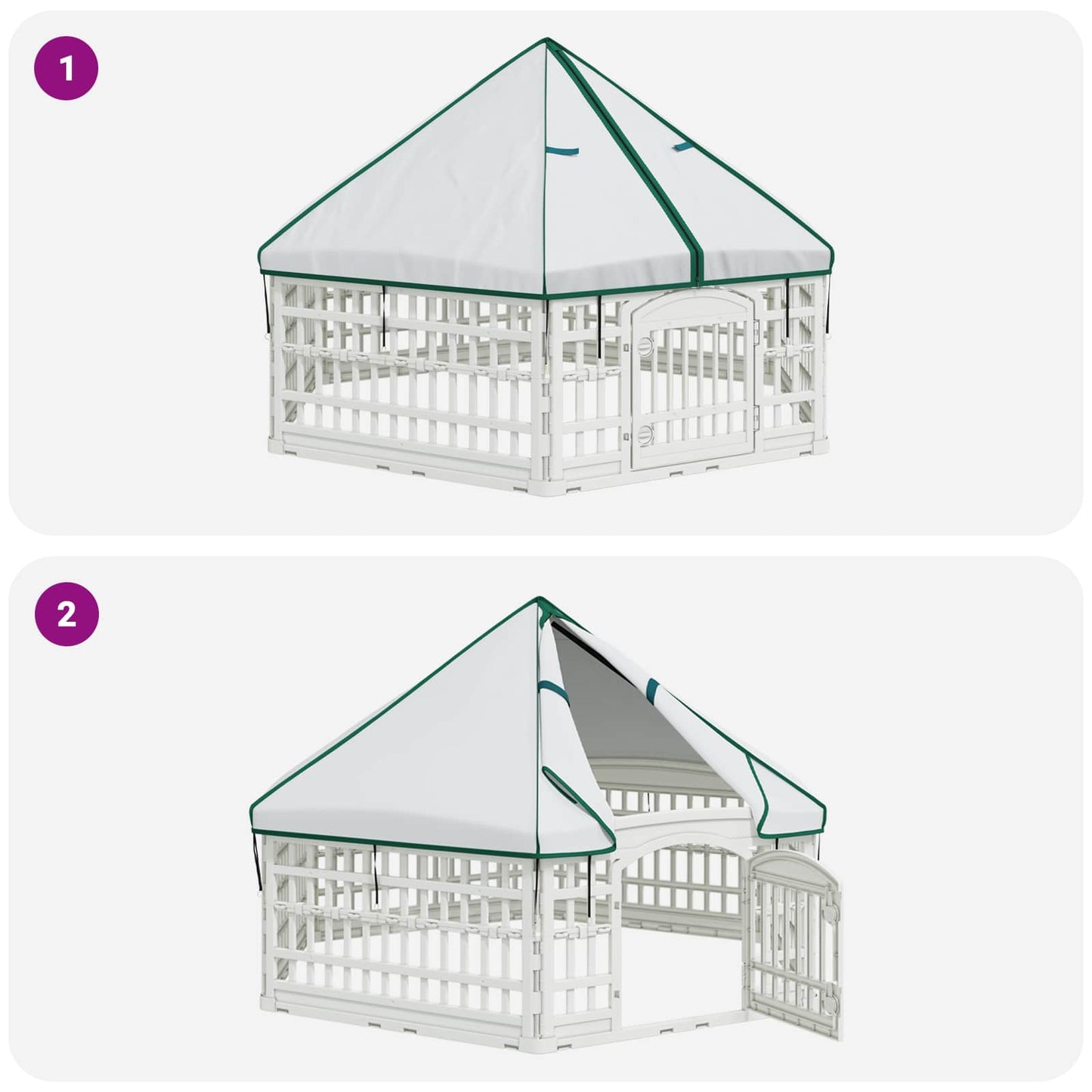 6 Panel Dog Playpen 177.5 x 154.5 x 112 cm Plastic White