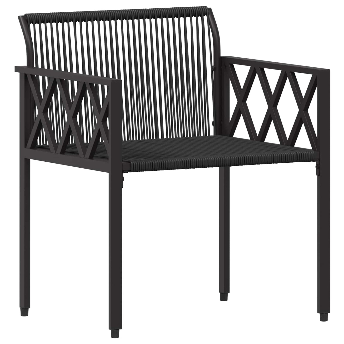 Outdoor Furniture Set 3 pcs Black and Cream White Poly Rattan