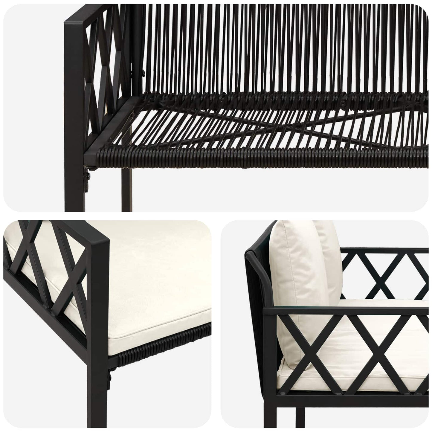 Outdoor Benches 2 -Seater 116 x 56 x 75 cm Poly Rattan