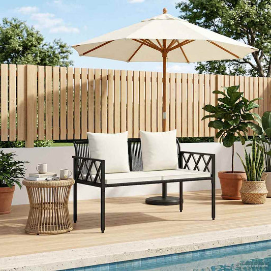 Outdoor Benches 2 -Seater 116 x 56 x 75 cm Poly Rattan