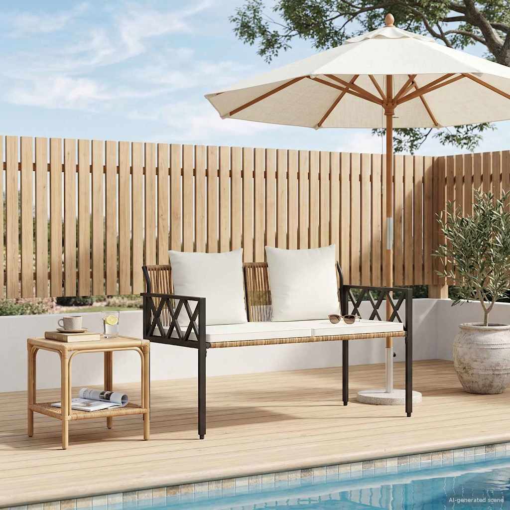 Outdoor Benches 2 -Seater 116 x 56 x 75 cm Poly Rattan