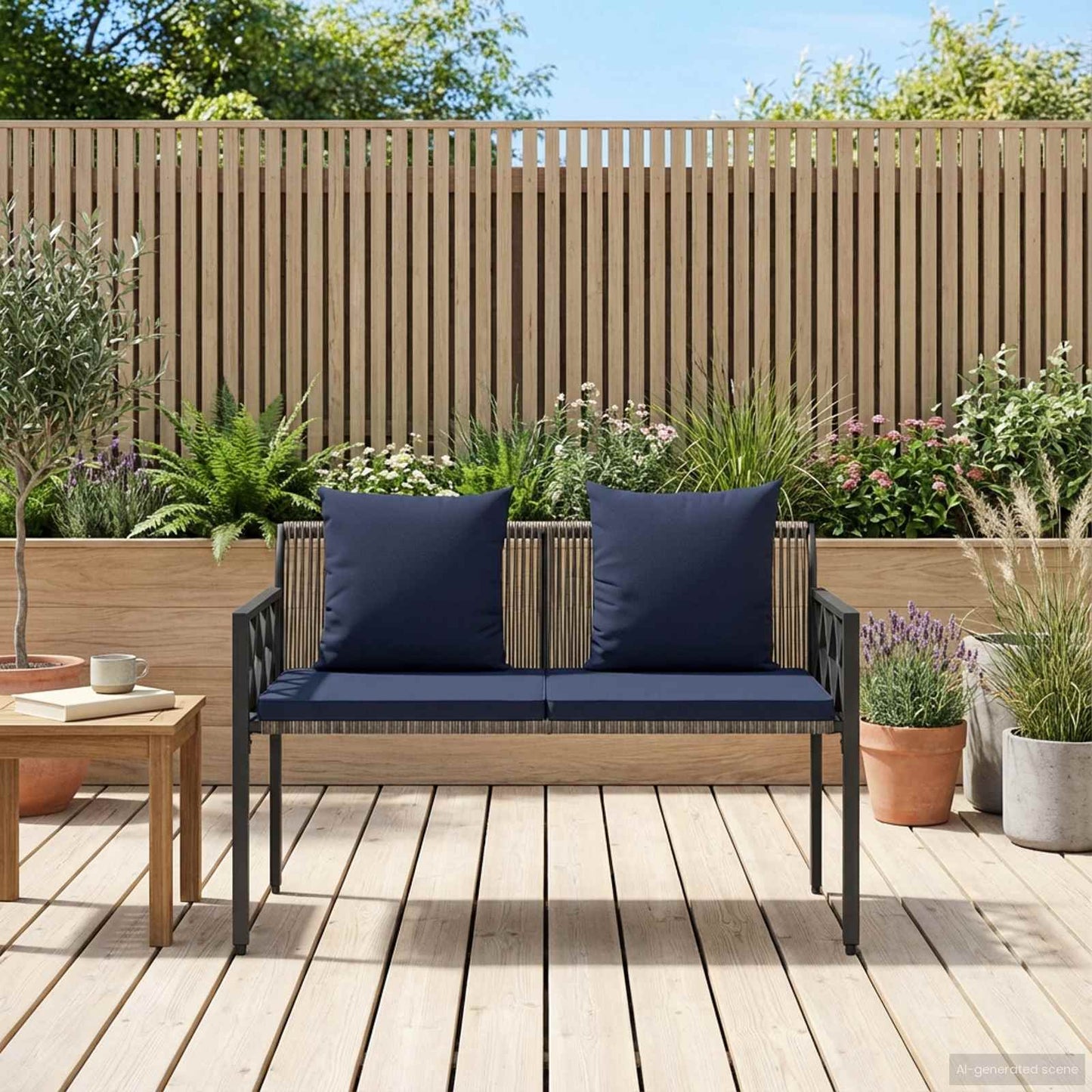 Outdoor Benches 2 -Seater 116 x 56 x 75 cm Poly Rattan