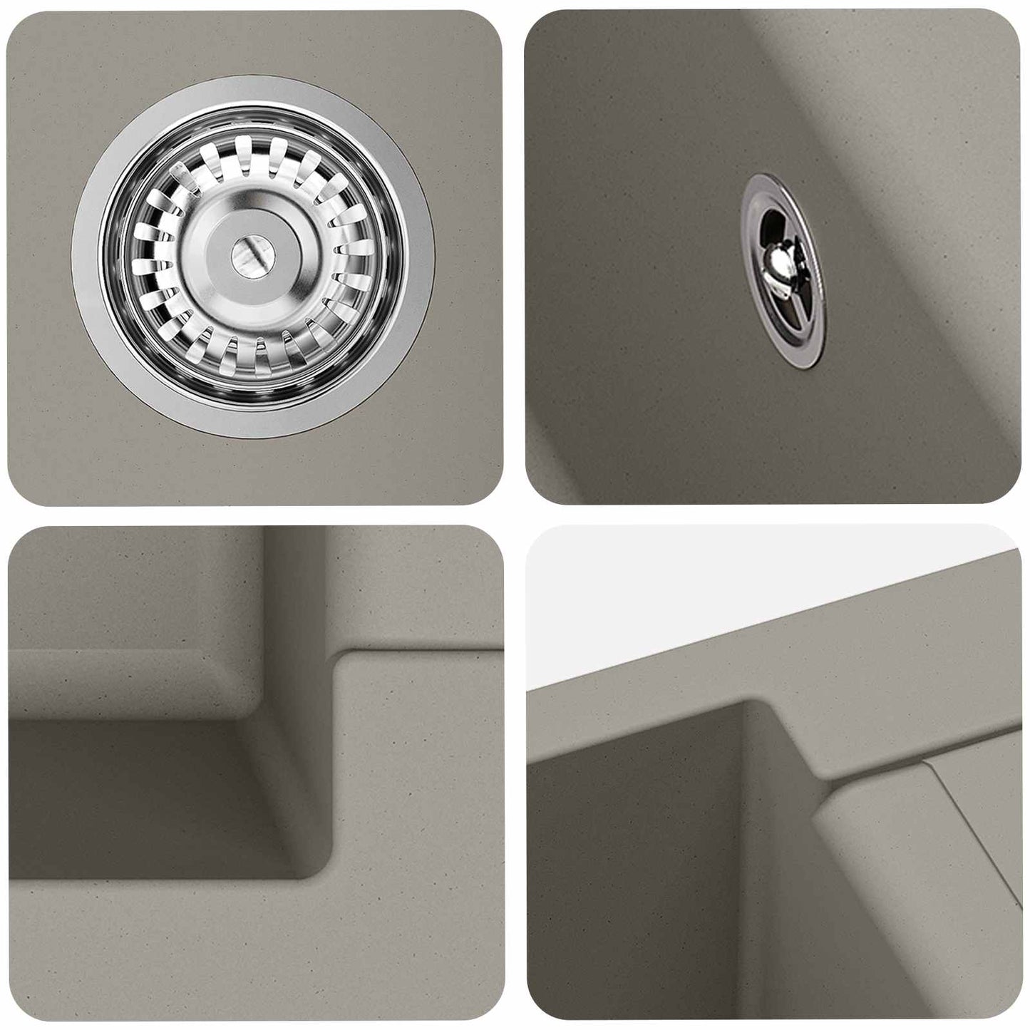 Sink Grey 780 x 500 mm 80% Quartz and 20% Resin