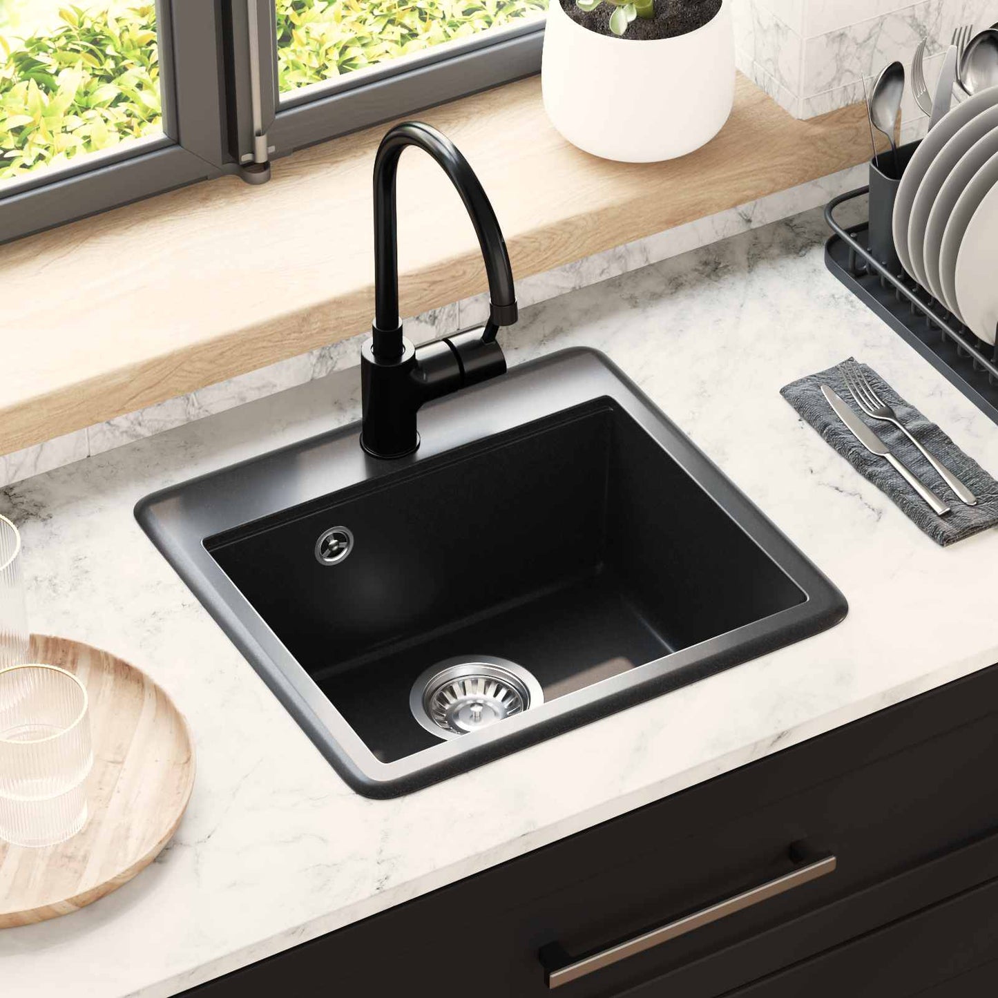 Sink Black 470 x 440 mm Granite