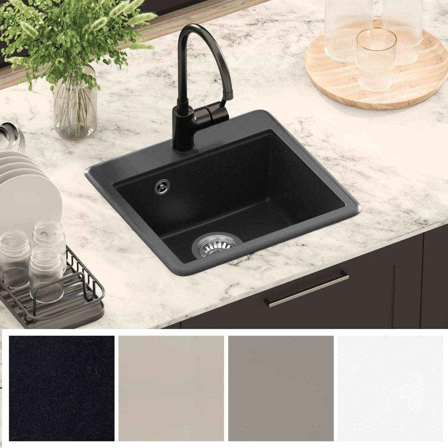 Sink Black 470 x 440 mm Granite