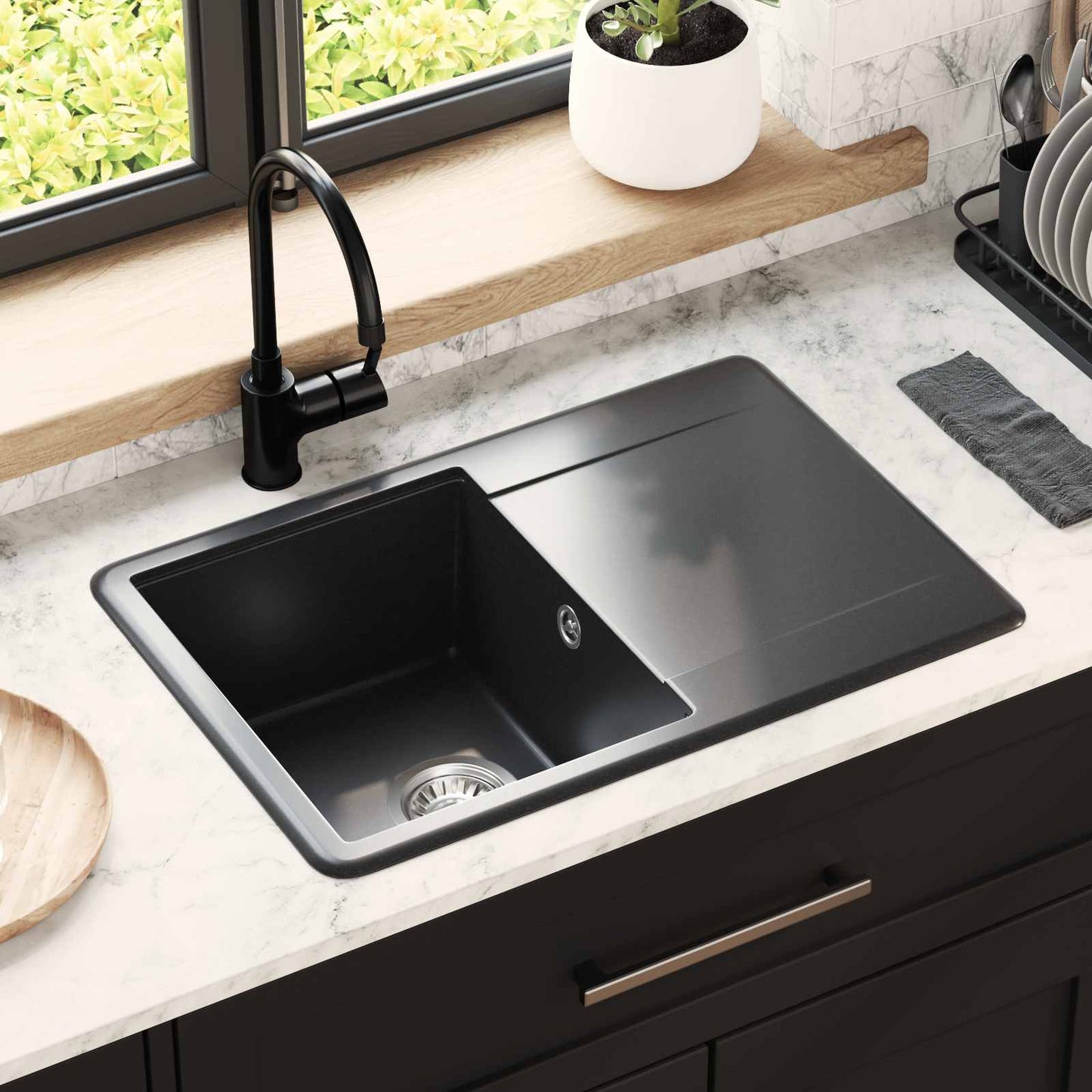 Sink Black 670 x 460 mm Granite