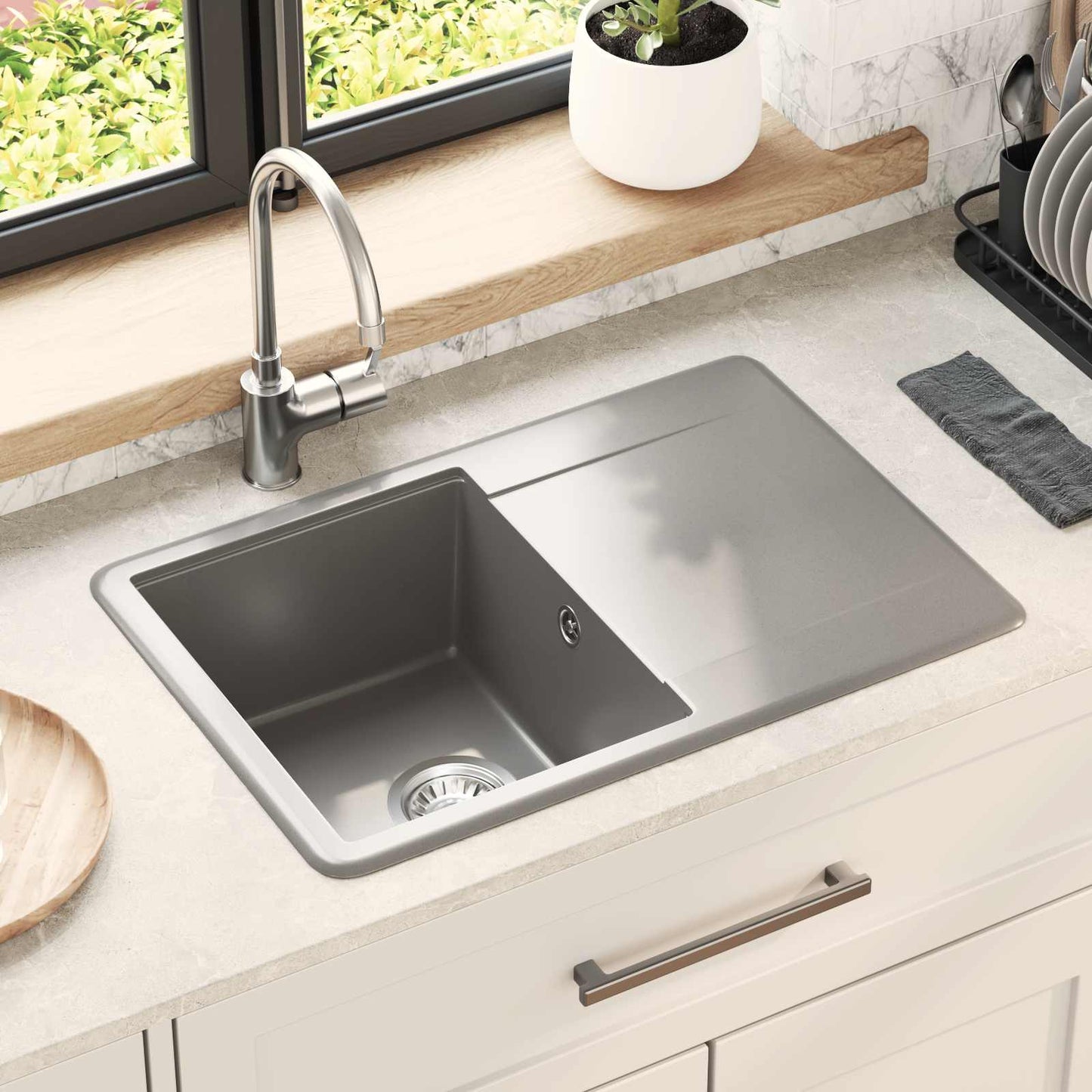 Sink Grey 670 x 460 mm 80% Quartz and 20% Resin