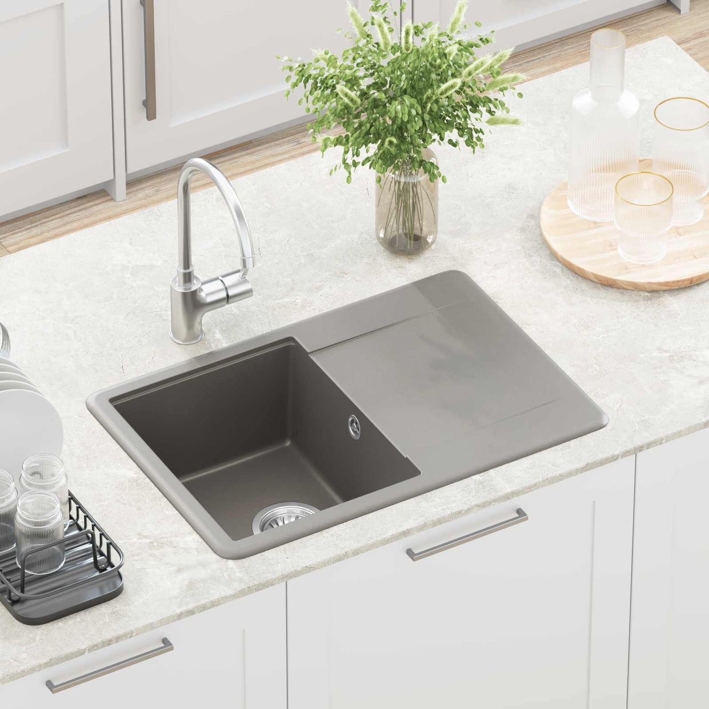 Sink Grey 670 x 460 mm 80% Quartz and 20% Resin