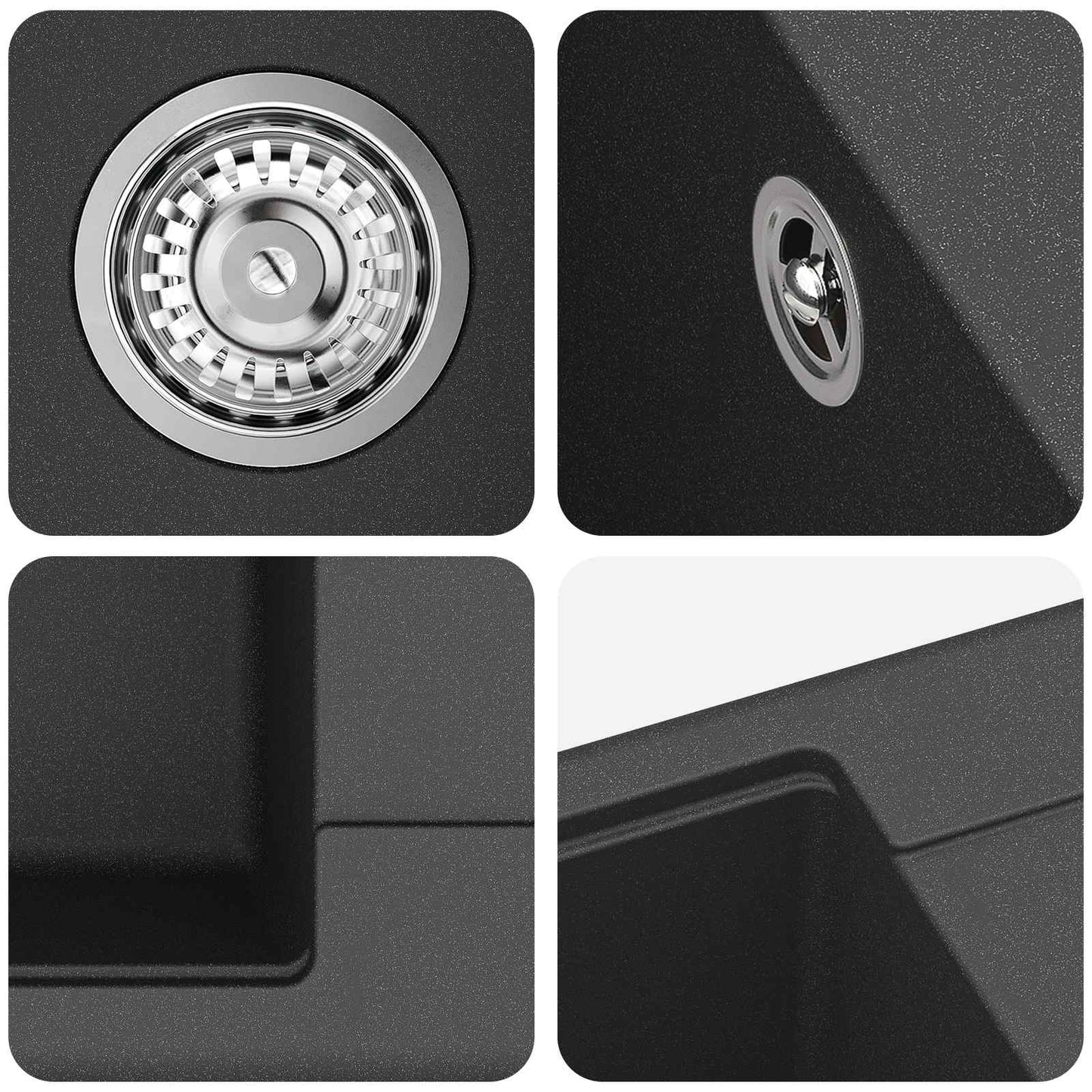 Sink Black 560 x 460 mm 80% Quartz and 20% Resin