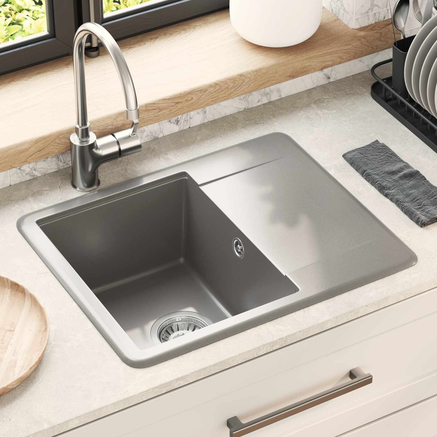 Sink Grey 560 x 460 mm 80% Quartz and 20% Resin