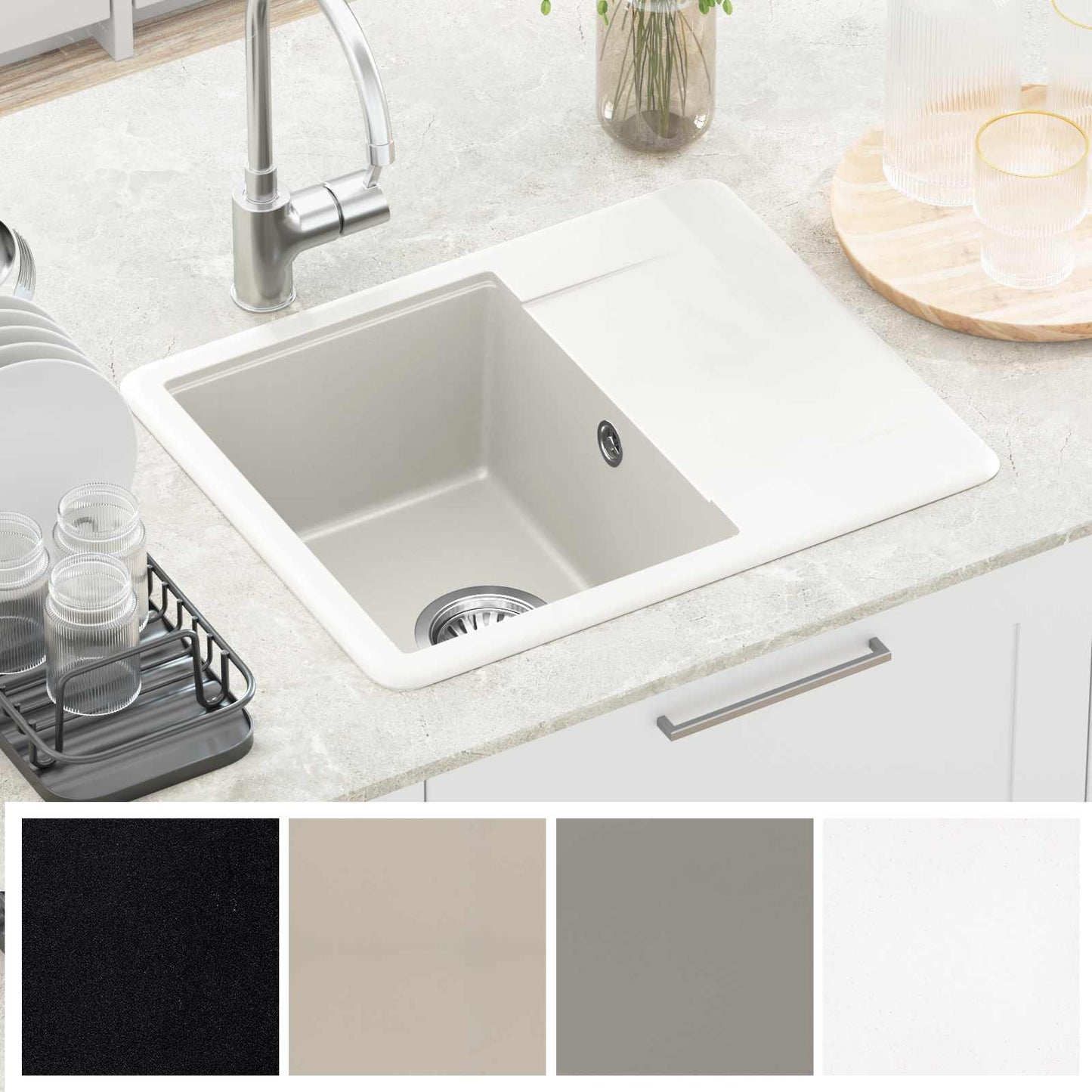 Sink White 560 x 460 mm 80% Quartz and 20% Resin