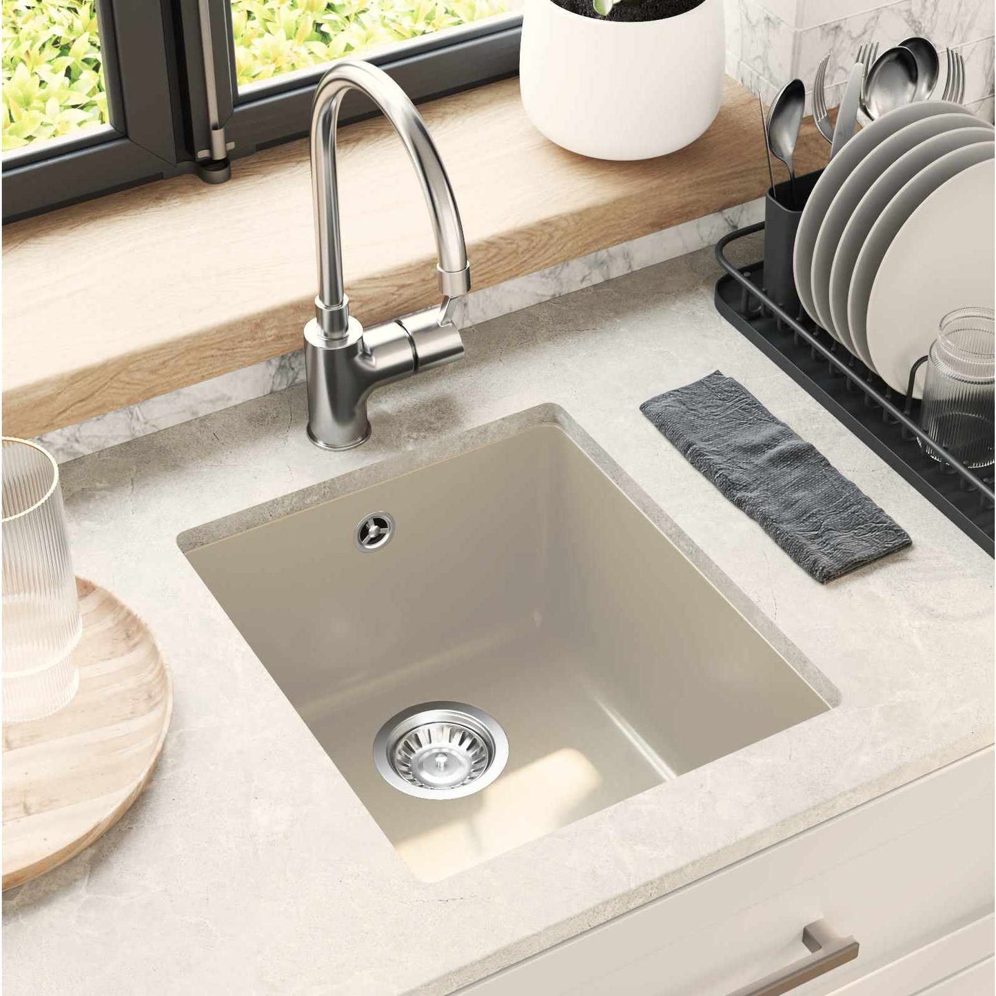 Sink Beige 370 x 460 mm 80% Quartz and 20% Resin