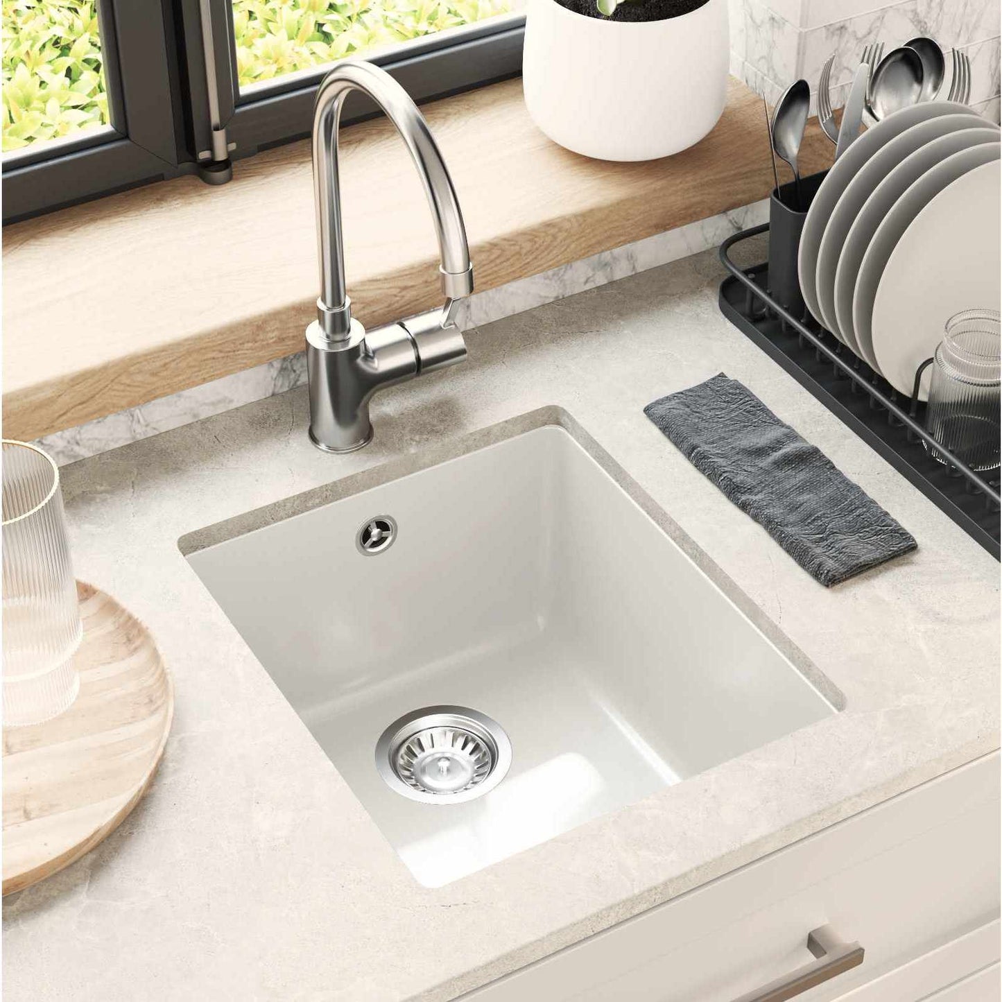 Sink White 370 x 460 mm 80% Quartz and 20% Resin
