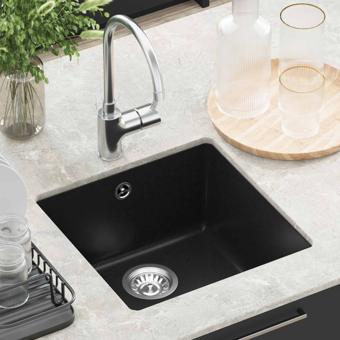 Sink Black 430 x 460 mm 80% Quartz and 20% Resin