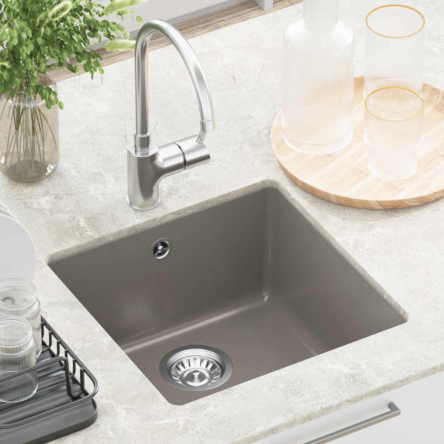Sink Grey 430 x 460 mm 80% Quartz and 20% Resin
