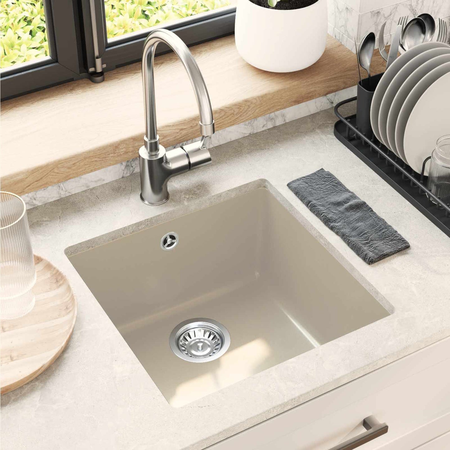 Sink Beige 430 x 460 mm 80% Quartz and 20% Resin