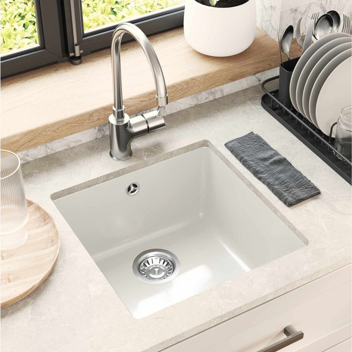 Sink White 430 x 460 mm 80% Quartz and 20% Resin