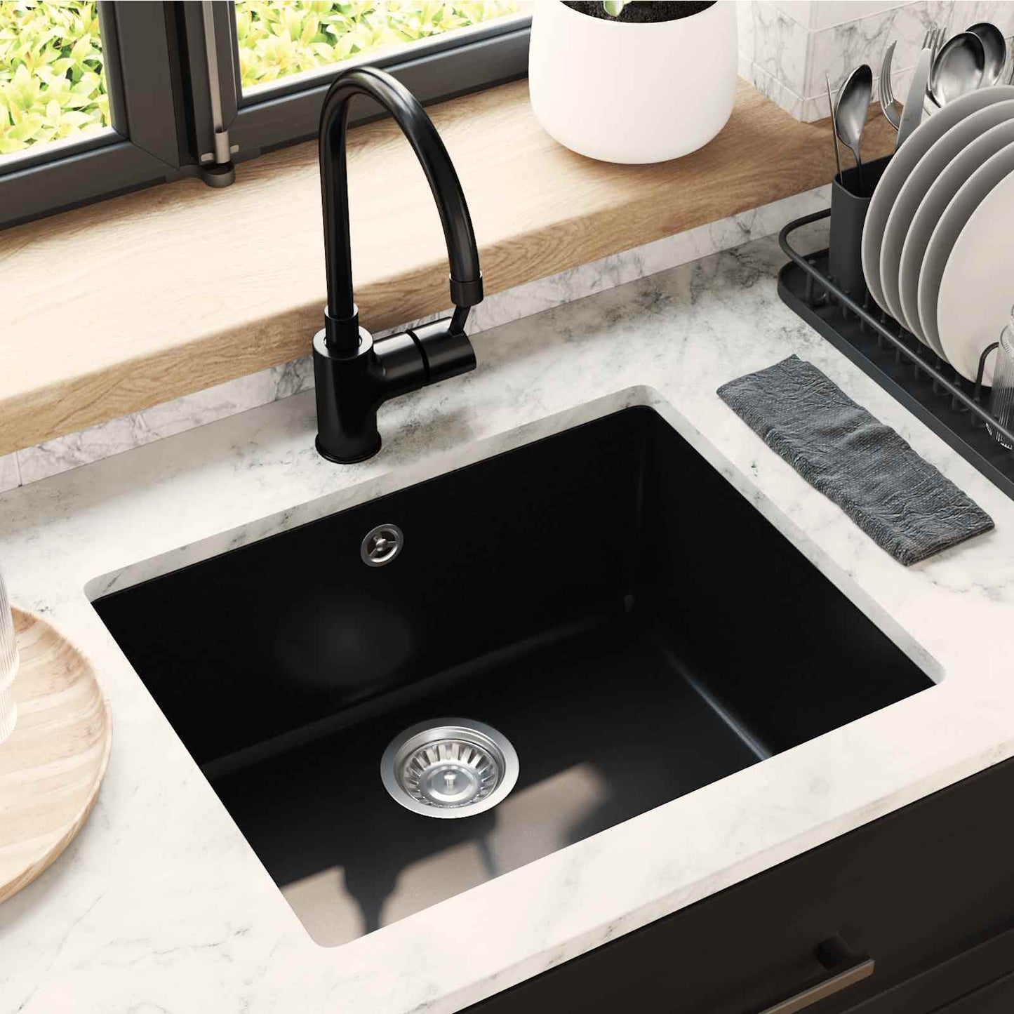 Sink Black 530 x 460 mm 80% Quartz and 20% Resin