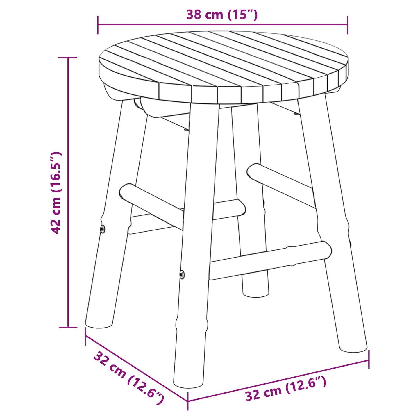 Garden Stool Light Brown Ø 38 x 42 cm Bamboo