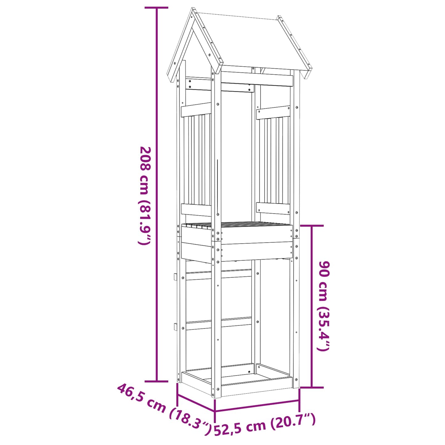 Play Tower Brown 52.5 x 46.5 x 208 cm Solid Pine Wood