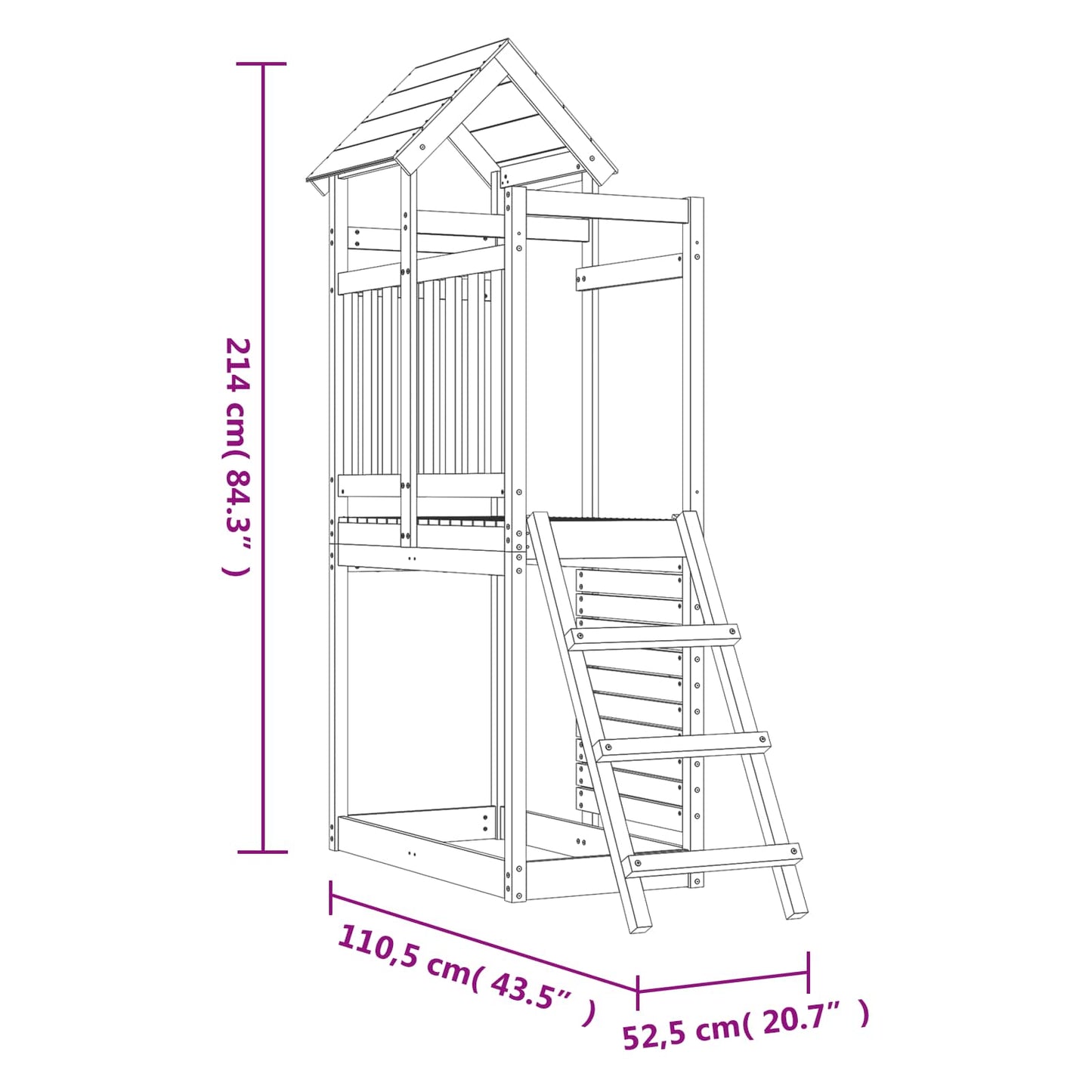 Play Tower Brown 110.5 x 52.5 x 214 cm Solid Douglas Wood