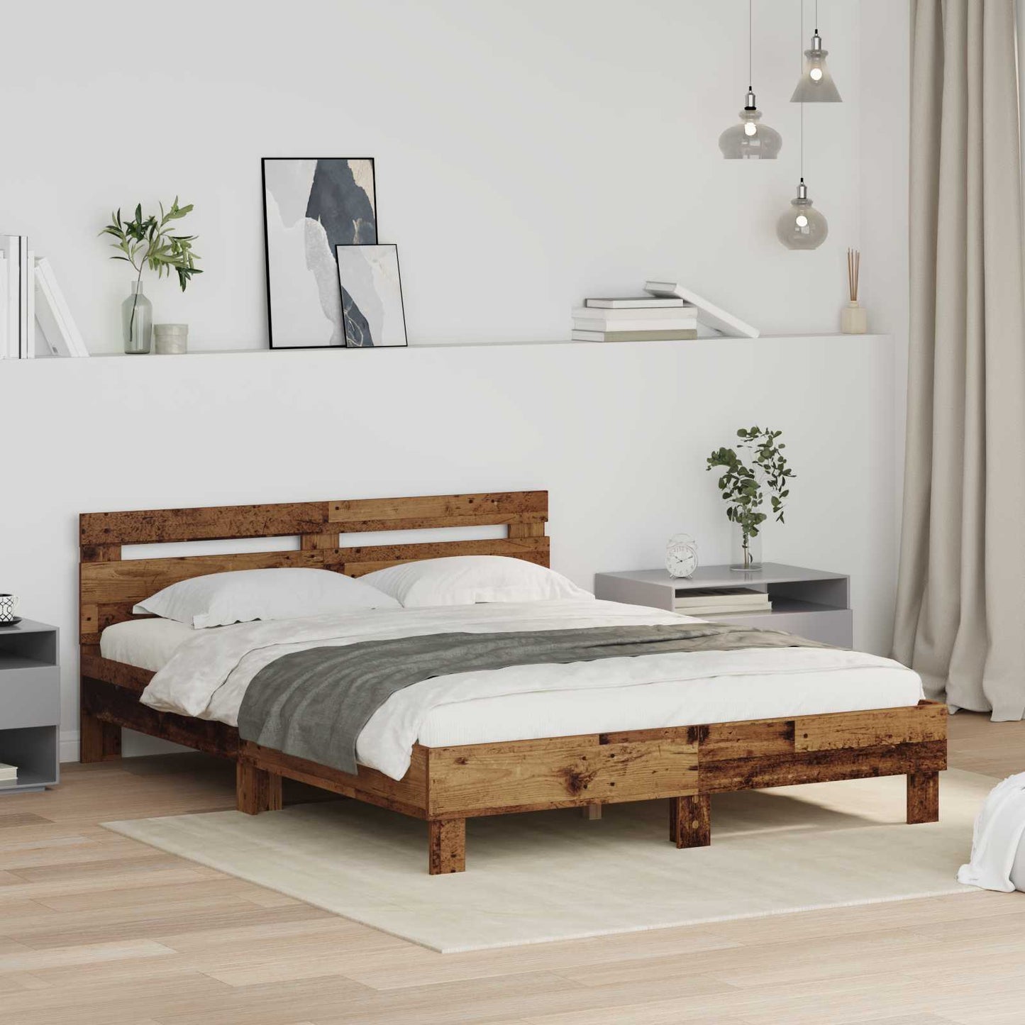 Bed Frame with Headboard Old Wood 120 x 200 cm Engineered Wood