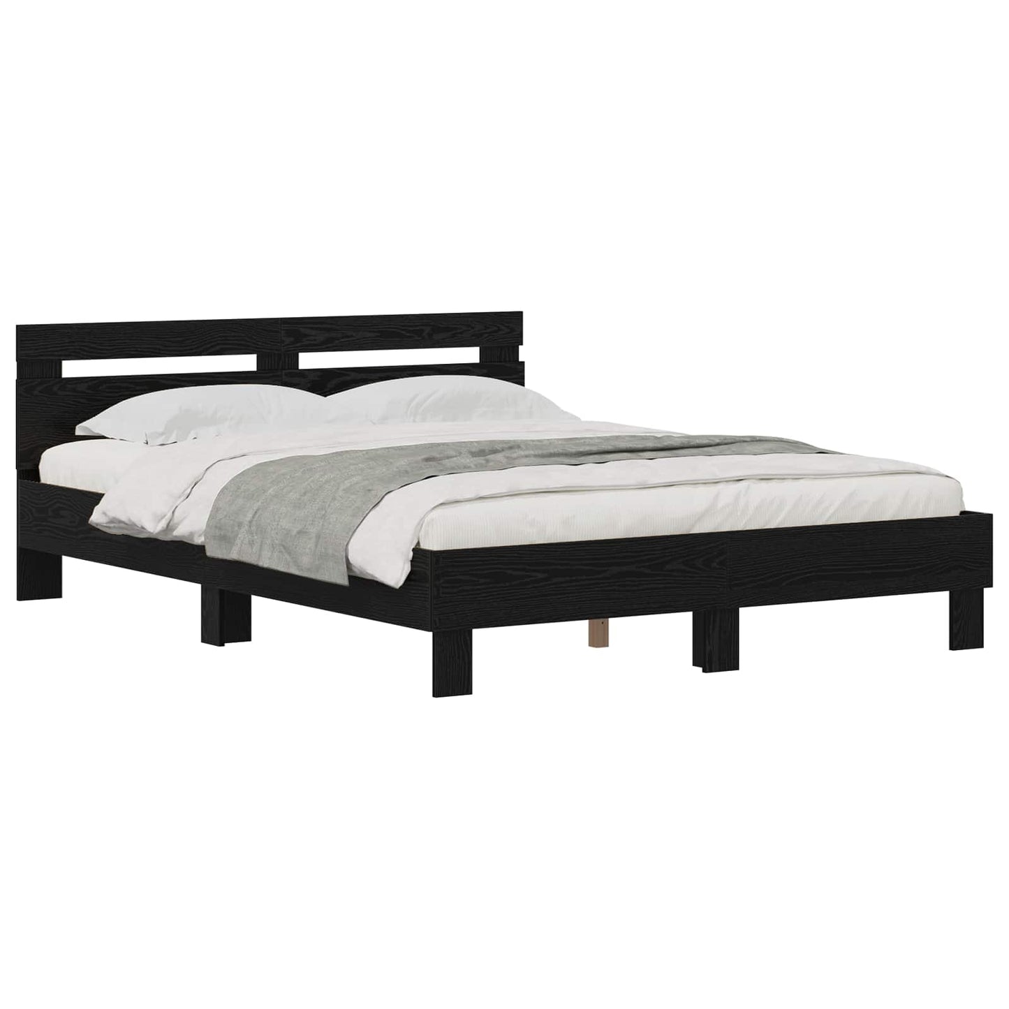 Bed Frame with Headboard Black Oak 120 x 200 cm Engineered Wood