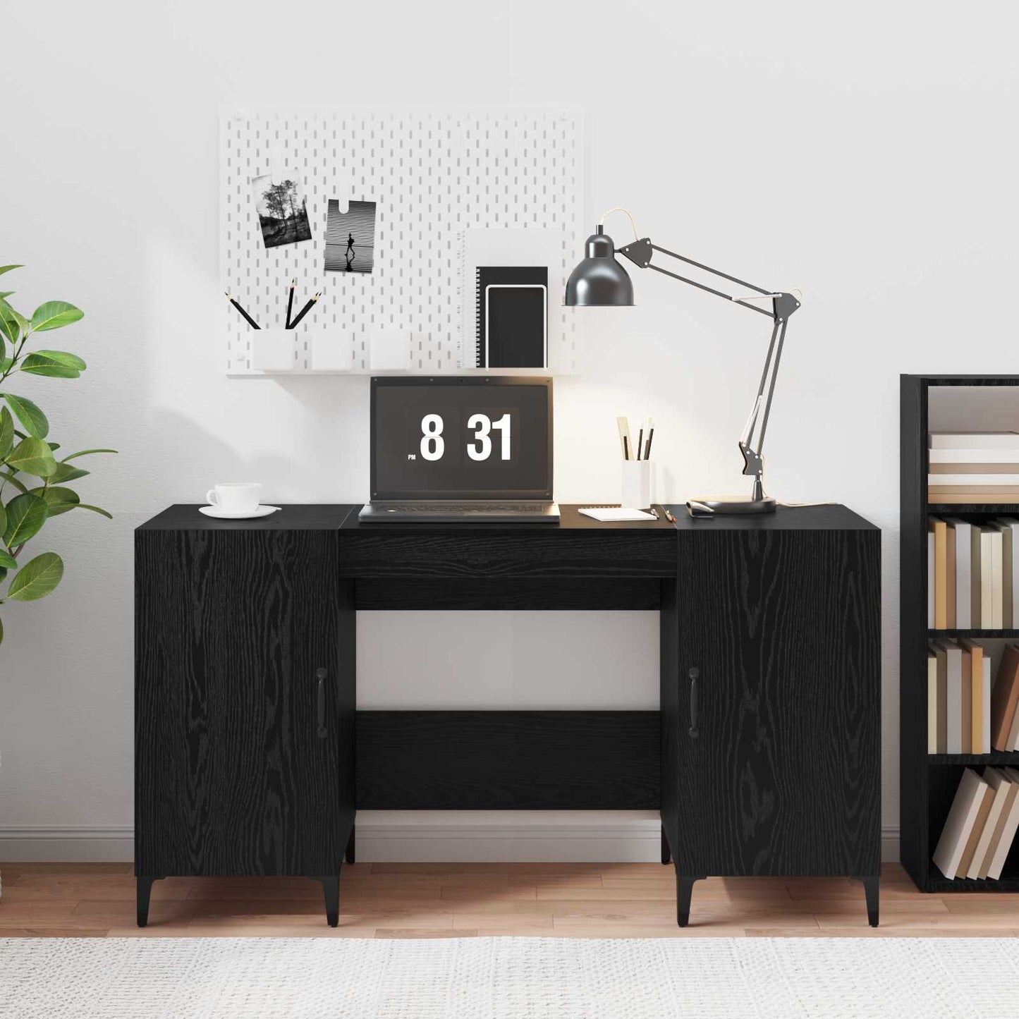 Desk Black Oak Engineered Wood 140 x 50 x 75 cm