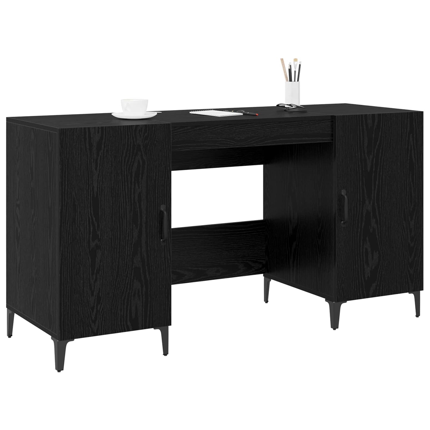 Desk Black Oak Engineered Wood 140 x 50 x 75 cm