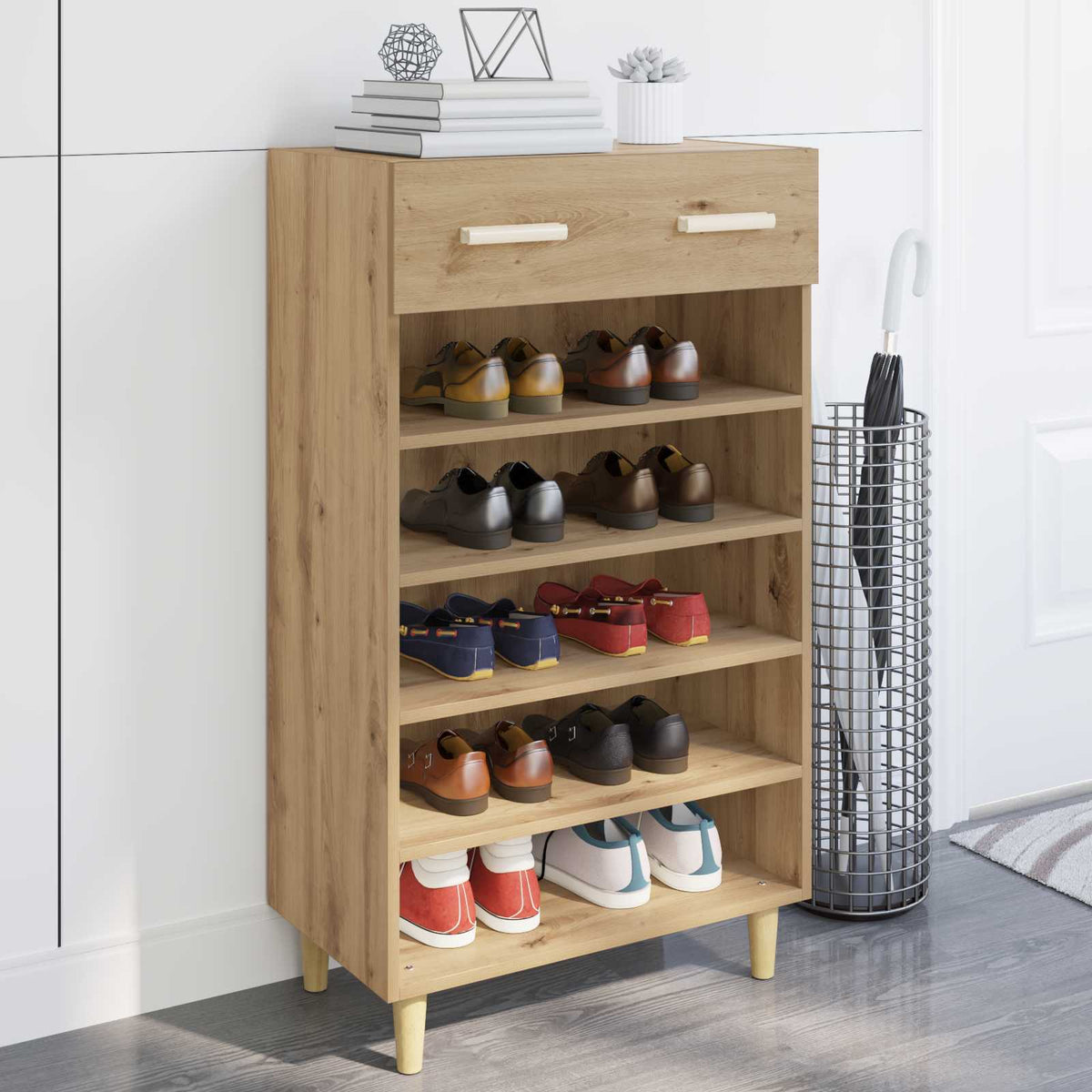 Shoe Cabinet 60 x 35 x 105 cm Engineered Wood Artisan Oak