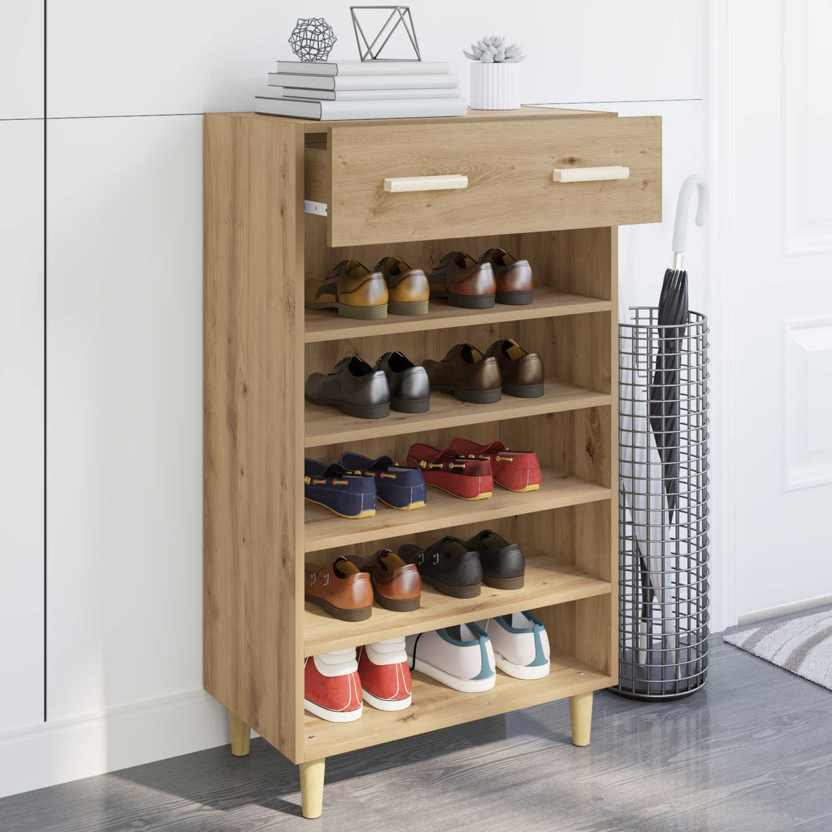 Shoe Cabinet 60 x 35 x 105 cm Engineered Wood Artisan Oak