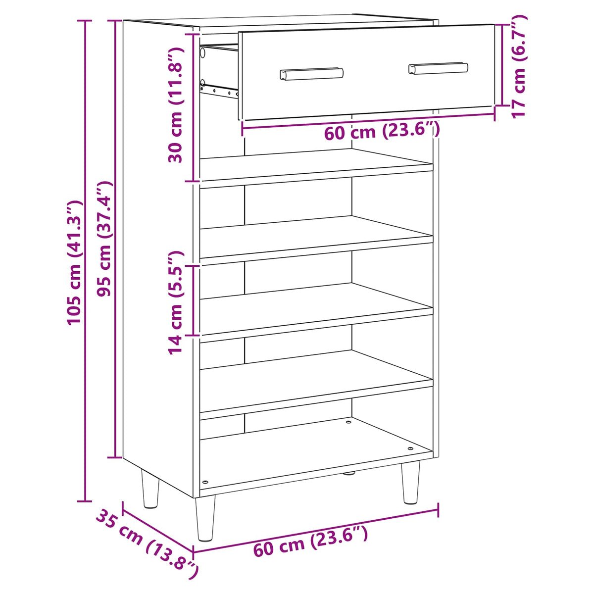 Shoe Cabinet 60 x 35 x 105 cm Engineered Wood Artisan Oak