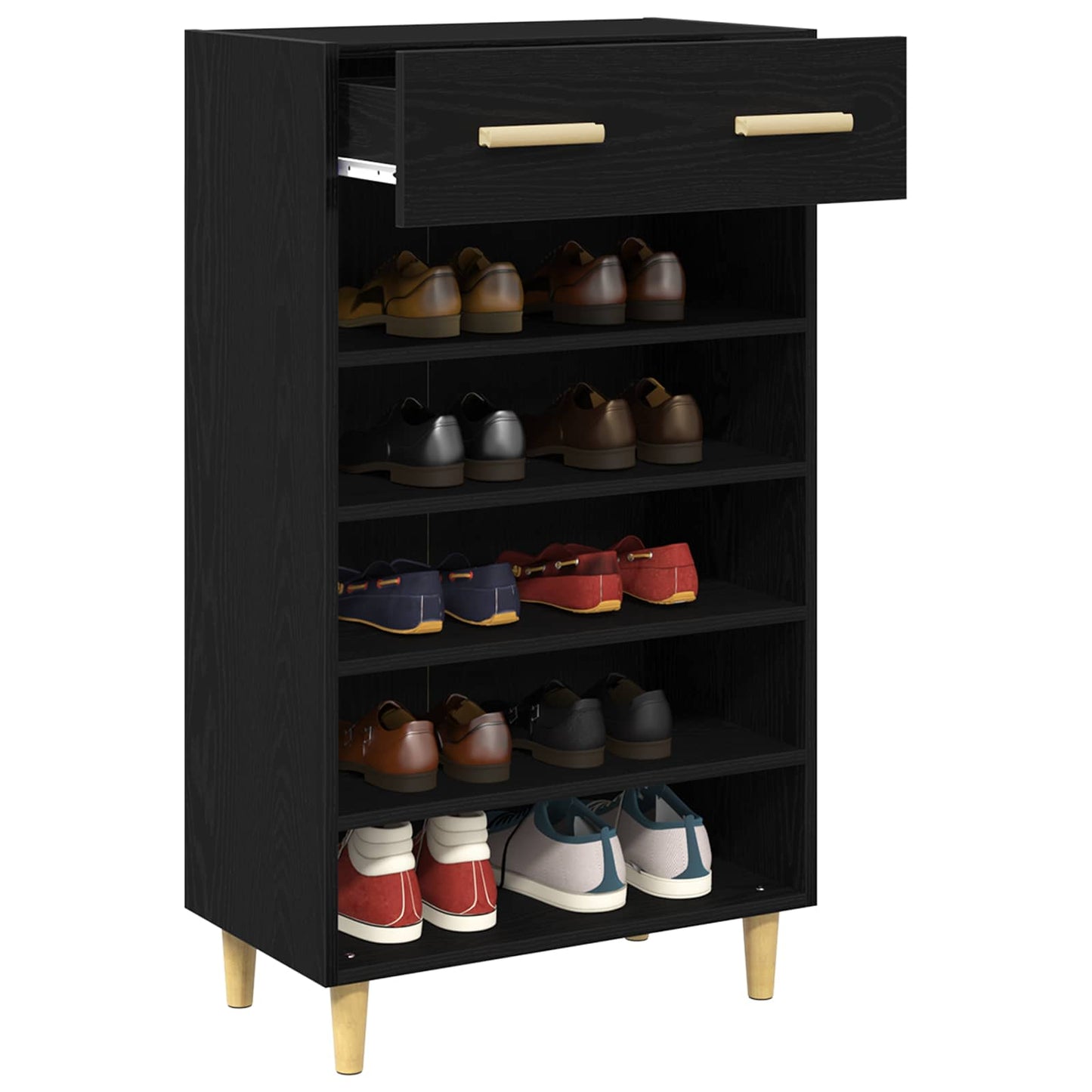 Shoe Cabinet 60 x 35 x 105 cm Engineered Wood Black Oak
