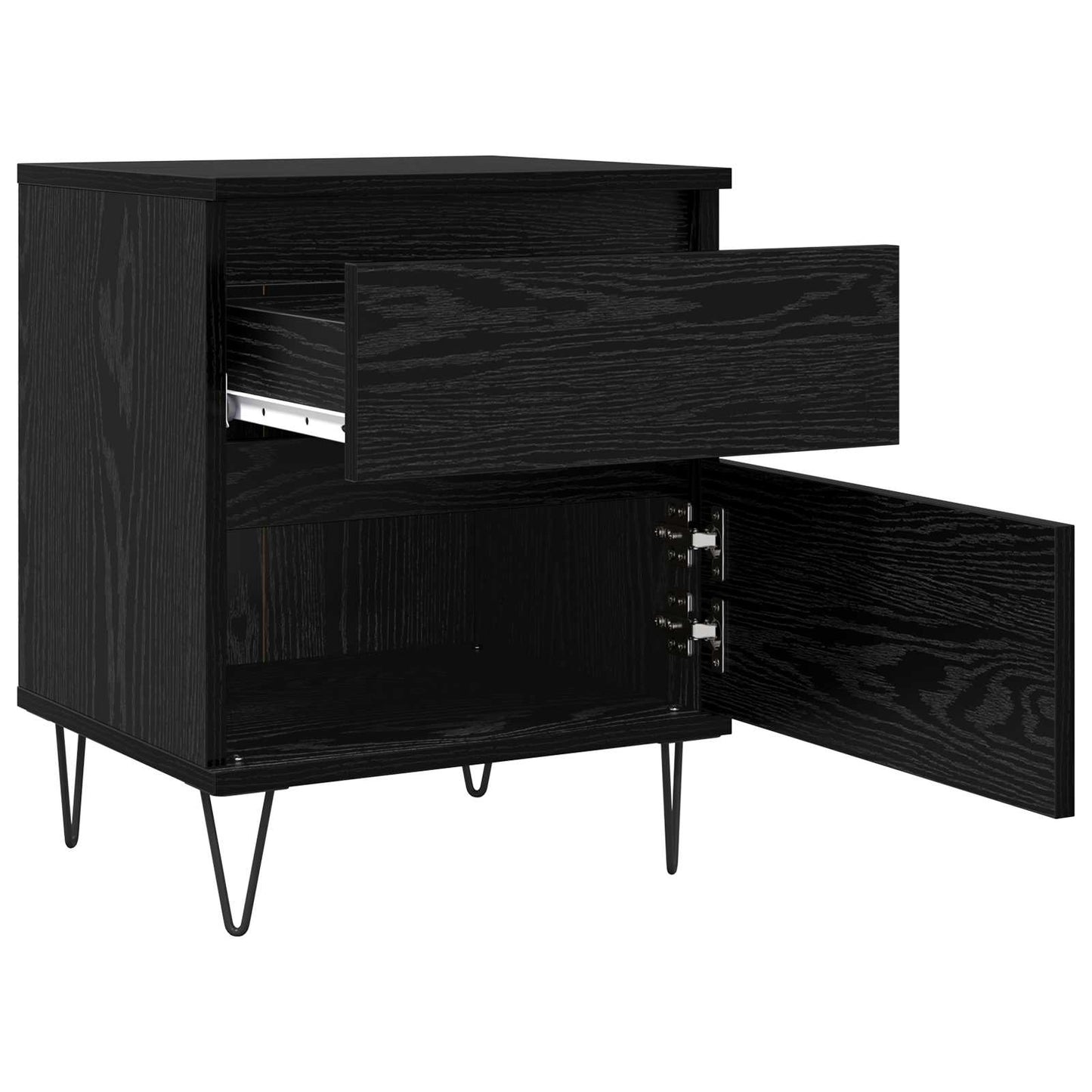 Bed Cabinet Black Oak 40 x 35 x 50 cm Engineered Wood