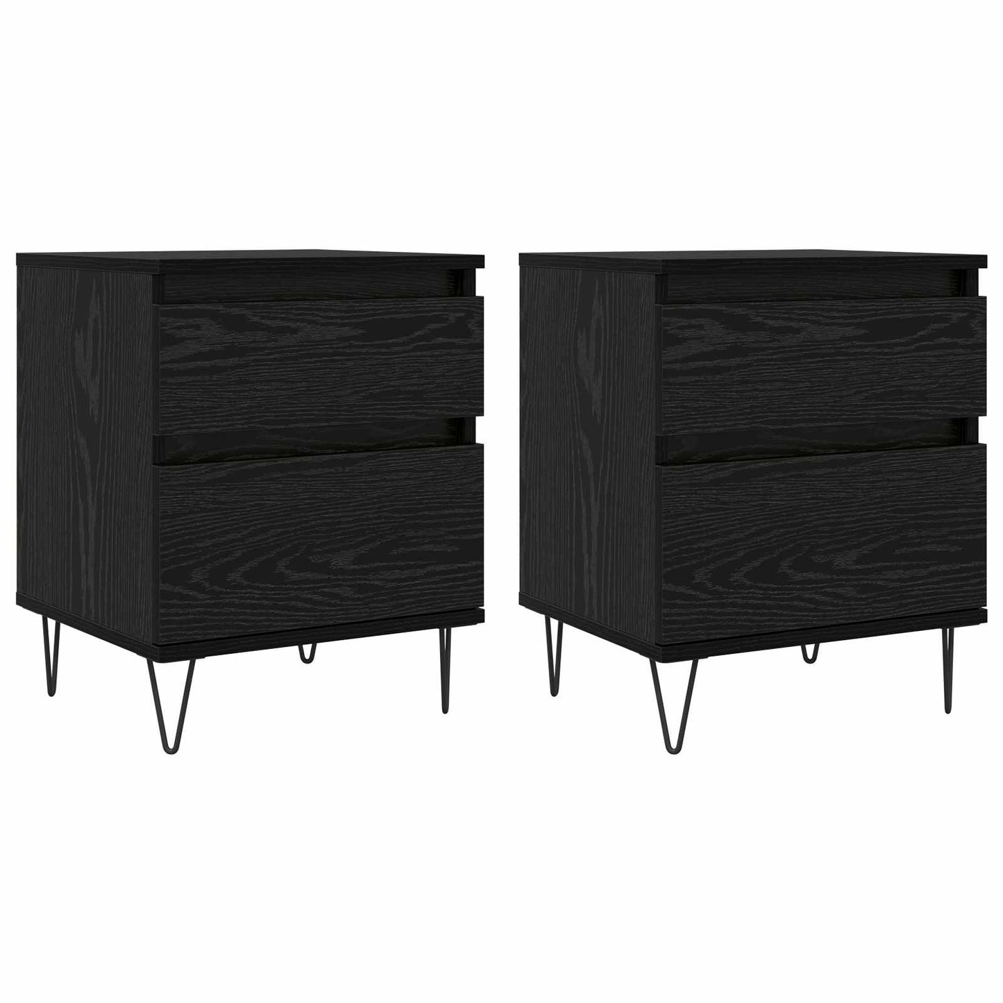 Bed Cabinet Black Oak 40 x 35 x 50 cm Engineered Wood